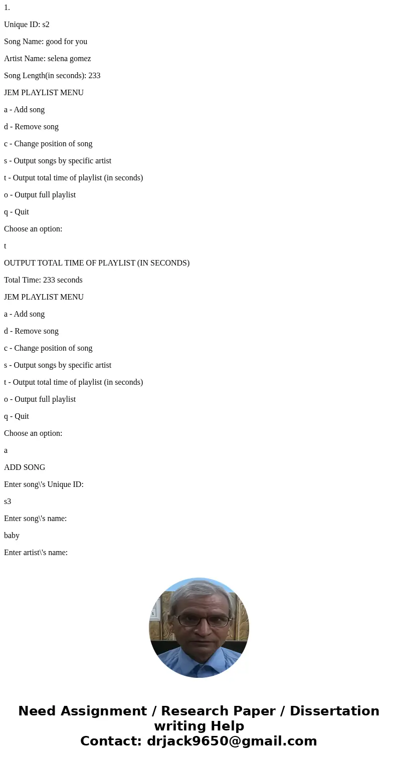 8.8 Program: Playlist (Java) You will be building a linked list. Make sure to keep track of both the head and tail nodes. (1) Create two files to submit. SongEn