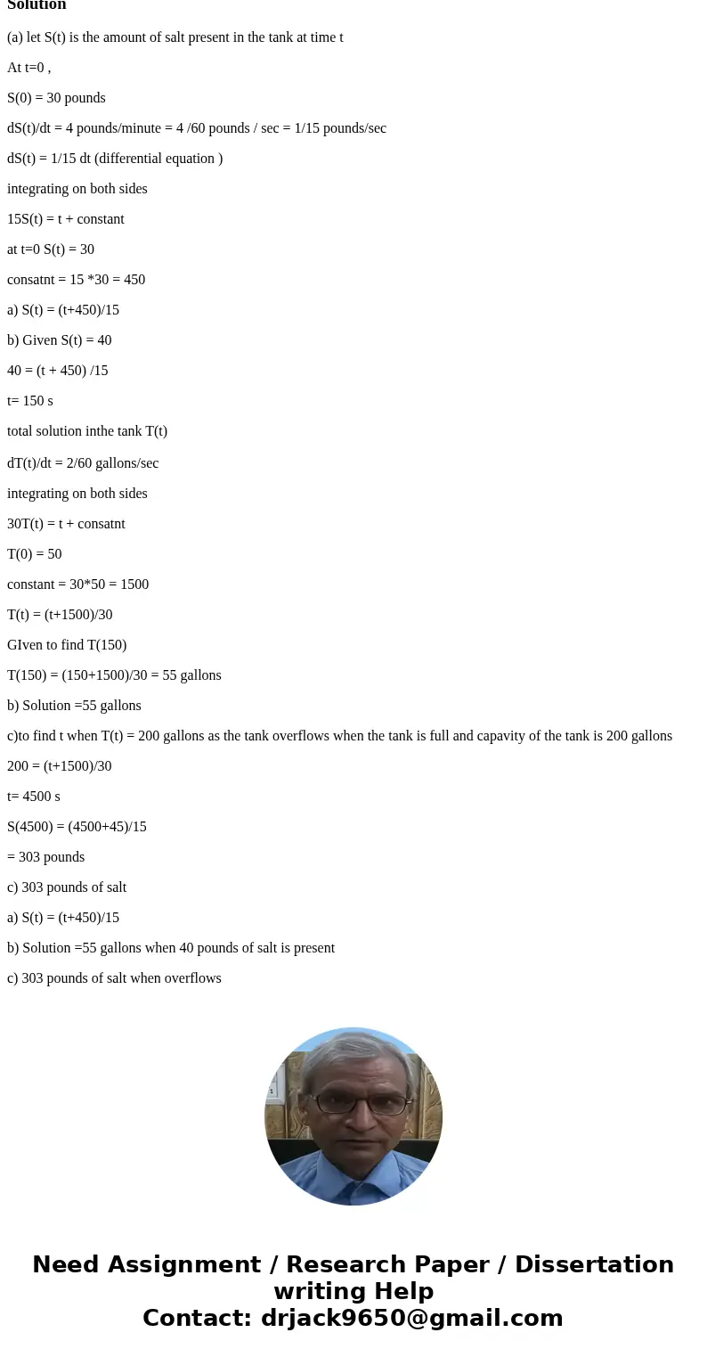 A 200-gallon tnak currently holds 30 pounds of salt dissolved in 50 gallons of water. Bring containing 2 pounds of salt per gallons runs into the tank at the ra A 200-gallon tnak currently holds 30 pounds of salt dissolved in 50 gallons of water. Bring containing 2 pounds of salt per gallons runs into the tank at the ra