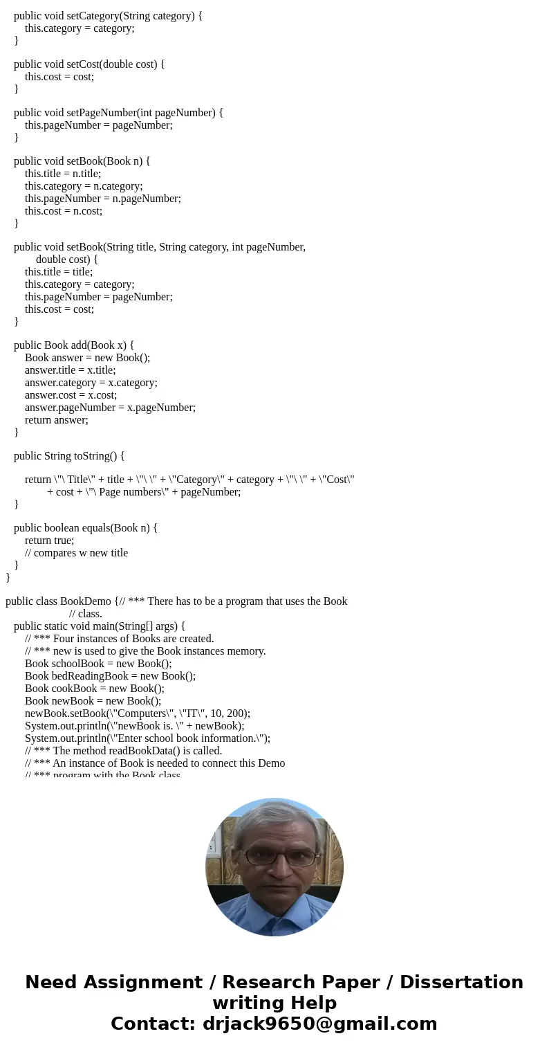 a class called book that encapsulates a book, i already have most of the code The book class must not allow a negative pageNumber or cost, test these values wit a class called book that encapsulates a book, i already have most of the code The book class must not allow a negative pageNumber or cost, test these values wit