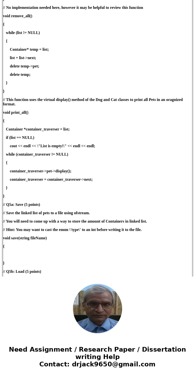 Can someoen help me to write c++ program including C++ inheritance, polymorphism, virtual function, containment, file operations, and exception handling. // Q1a