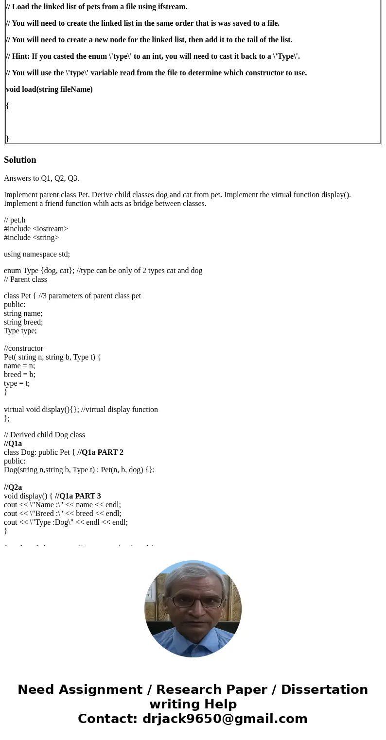 Can someoen help me to write c++ program including C++ inheritance, polymorphism, virtual function, containment, file operations, and exception handling. // Q1a