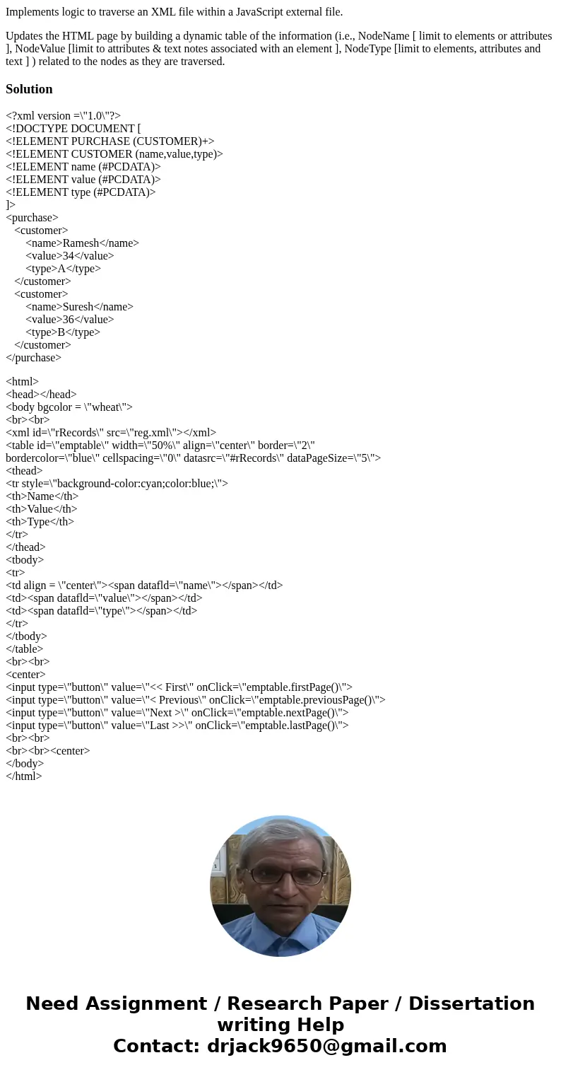 Create an HTML document that performs the following Prompts for a URL for an XML document. Retrieves the XML document Implements logic to traverse an XML file w