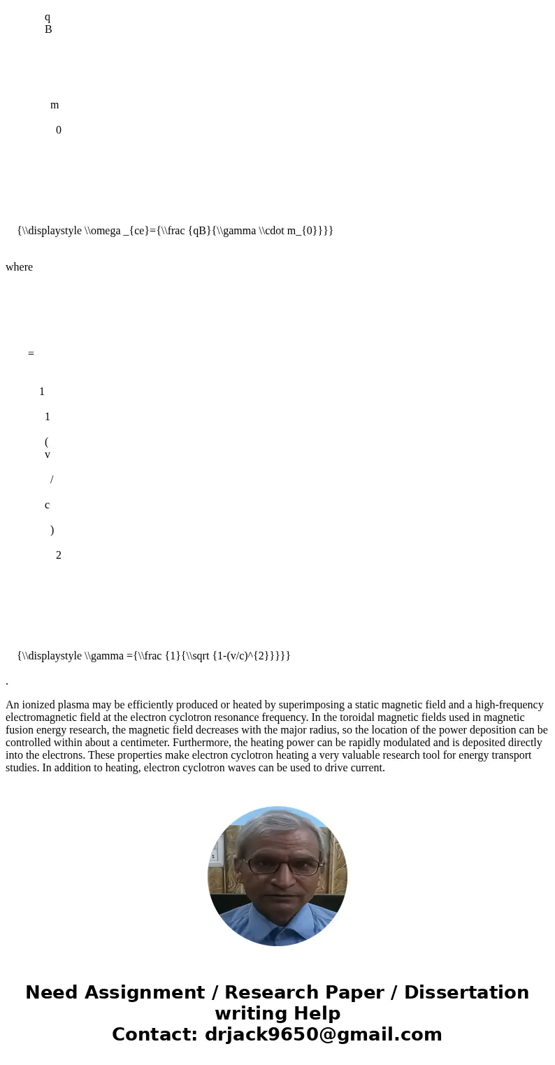Cyclotron Frequency: The Lorentz force density is ¯f = E¯ + J¯ × B¯ and has units [N/m3 ]. When the charge and current consist of a single charged particle, suc
