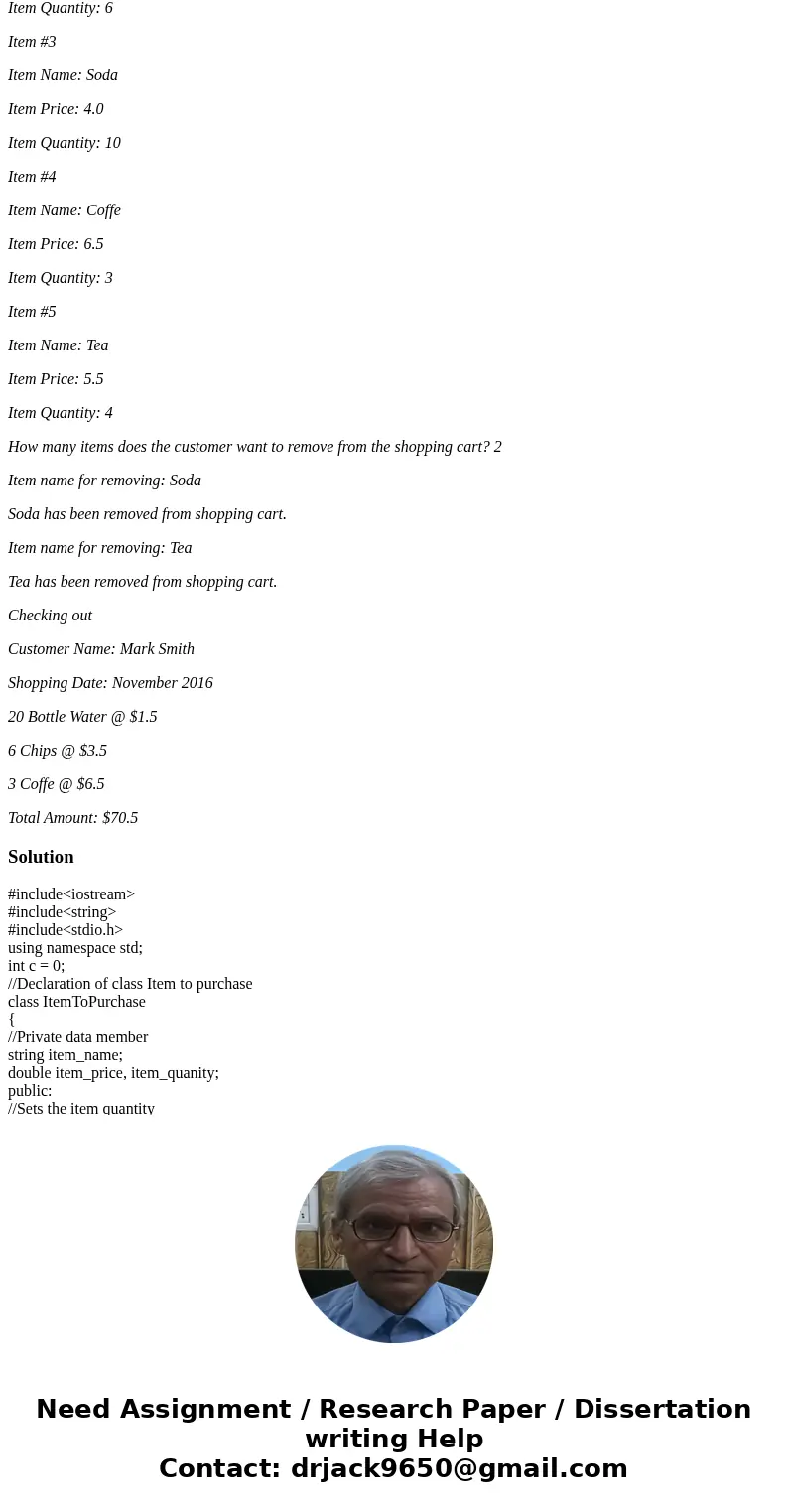 Design a class called ItemToPurchase. This class has the following attributes: item_name, item_price, and item_quanity The ItemToPurchase class should have meth Design a class called ItemToPurchase. This class has the following attributes: item_name, item_price, and item_quanity The ItemToPurchase class should have meth
