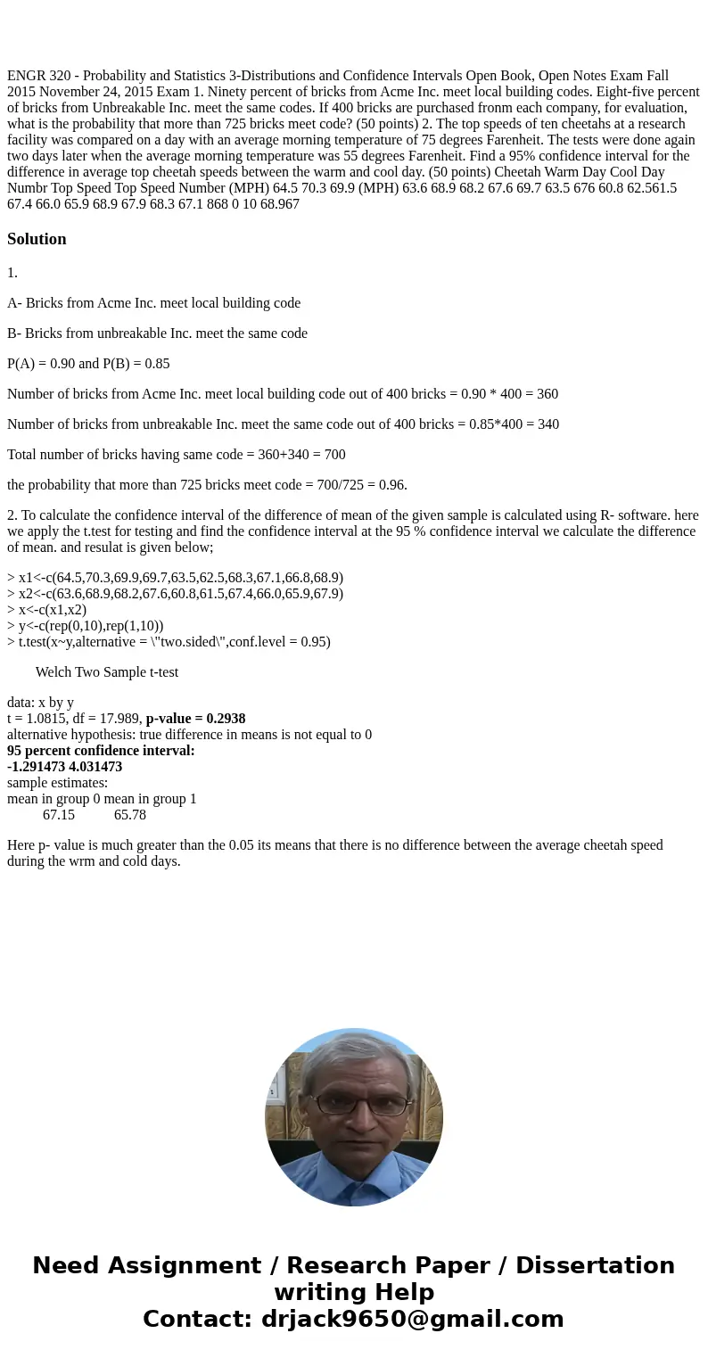  ENGR 320 - Probability and Statistics 3-Distributions and Confidence Intervals Open Book, Open Notes Exam Fall 2015 November 24, 2015 Exam 1. Ninety percent of