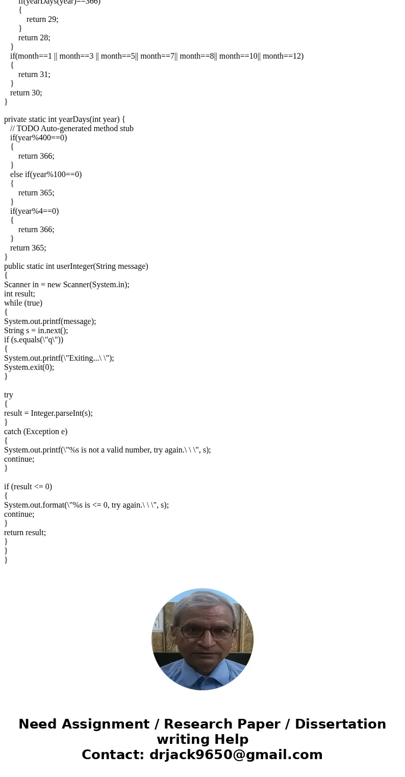 File MonthDays.java contains an incomplete program, that takes as input from the user a year and a month, and prints: the number of days in that year, and the n