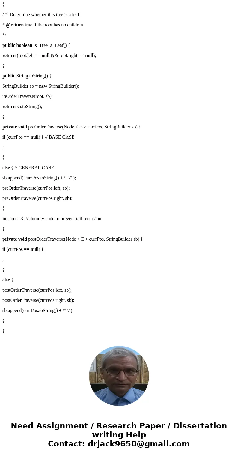 For this assignment you must take the given BinaryTree<E> class and complete the code for the following methods: int countLeaves ( ); boolean equals ( Bin