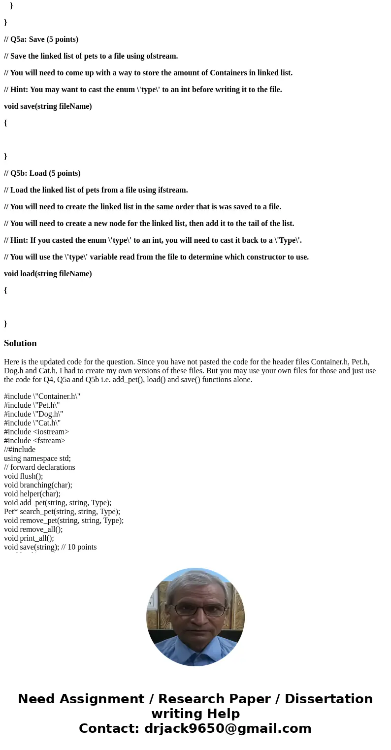 I need help with question 4, 5a, and 5b. You can only answer one if you want I would appreciate any help, thank you! // Q1a: Create Dog Class // Part 1: Create 