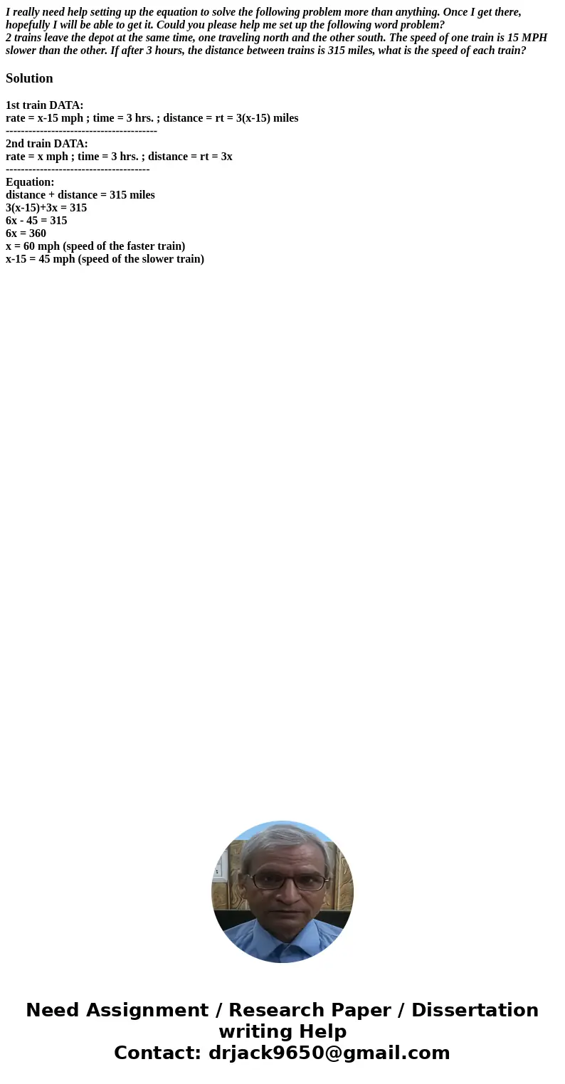 I really need help setting up the equation to solve the following problem more than anything. Once I get there, hopefully I will be able to get it. Could you pl