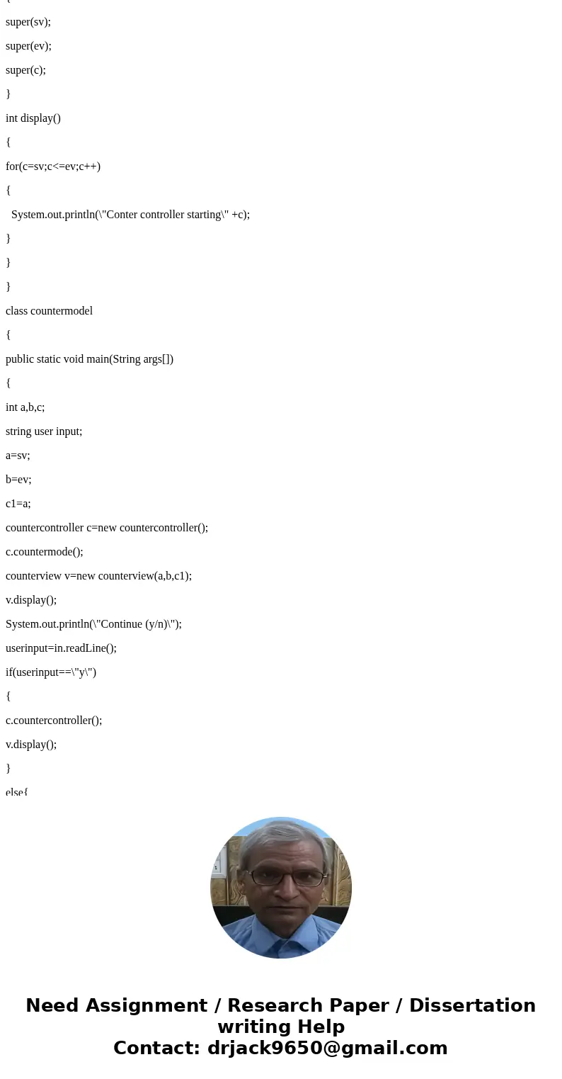 In JAVA, Implement the following UML for a counter that increments once a second until a given number of seconds is reached. CounterModel -counter +CounterMode(