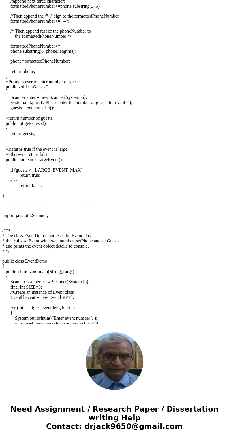 In previous chapters, you developed classes that work with catering event information for Carly’s Catering. Now modify the Event and EventDemo classes as follow