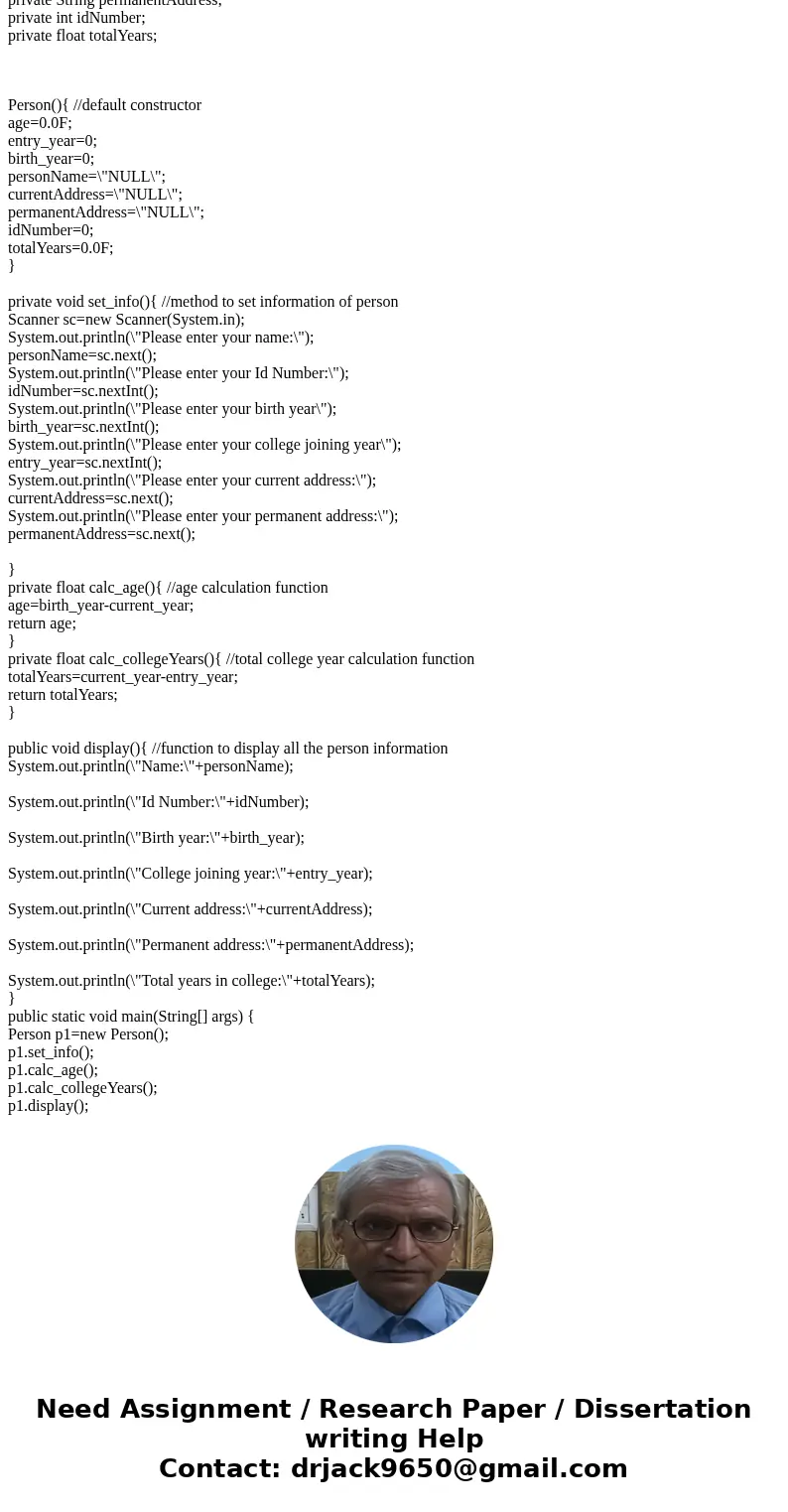 In your Person class: Add a constant field to store the current year (review the Week 4 Lesson if you aren\'t sure how to create a constant) : Assign a value to In your Person class: Add a constant field to store the current year (review the Week 4 Lesson if you aren\'t sure how to create a constant) : Assign a value to