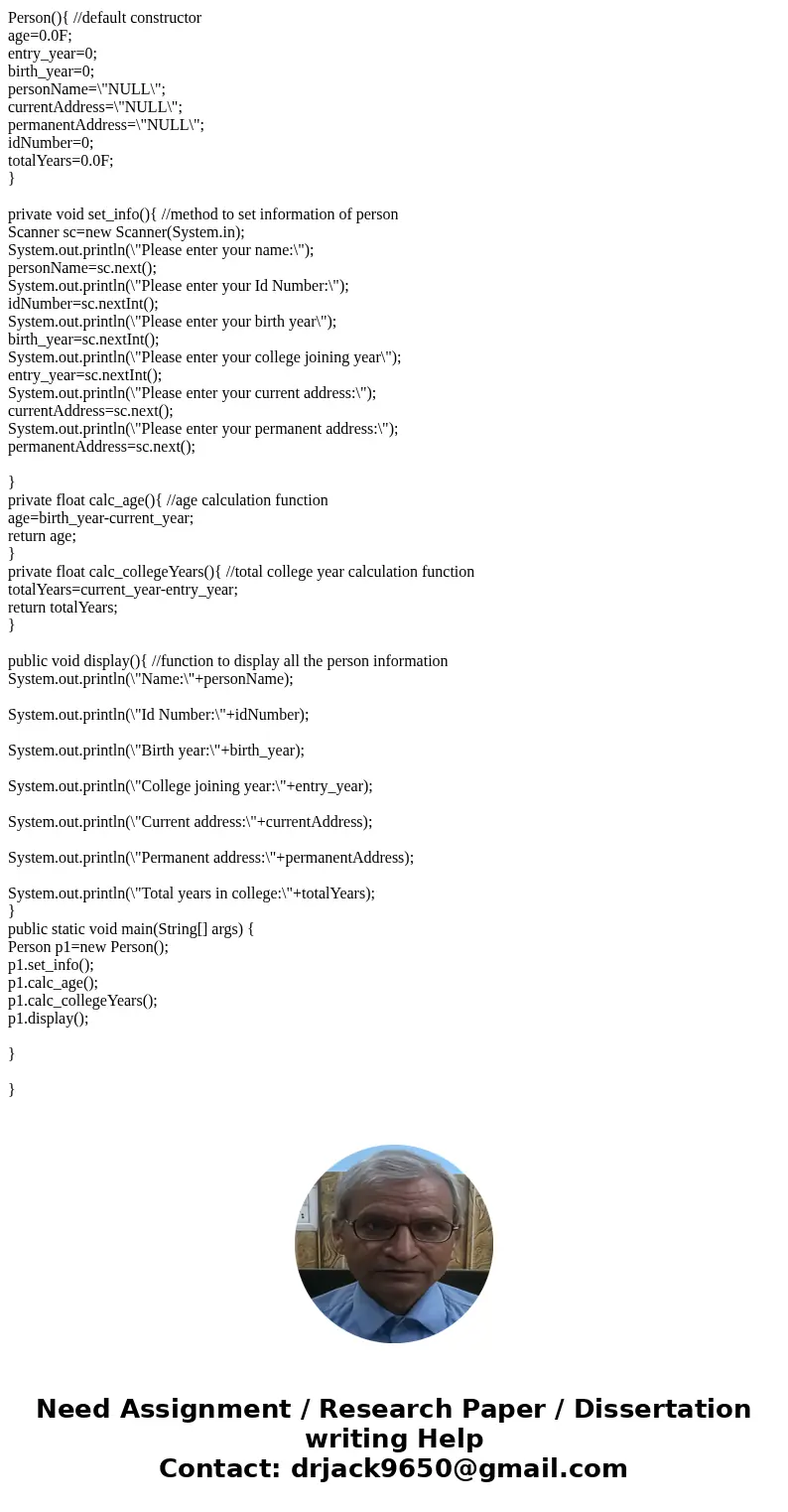 In your Person class: Add a constant field to store the current year (review the Week 4 Lesson if you aren\'t sure how to create a constant) : Assign a value to In your Person class: Add a constant field to store the current year (review the Week 4 Lesson if you aren\'t sure how to create a constant) : Assign a value to