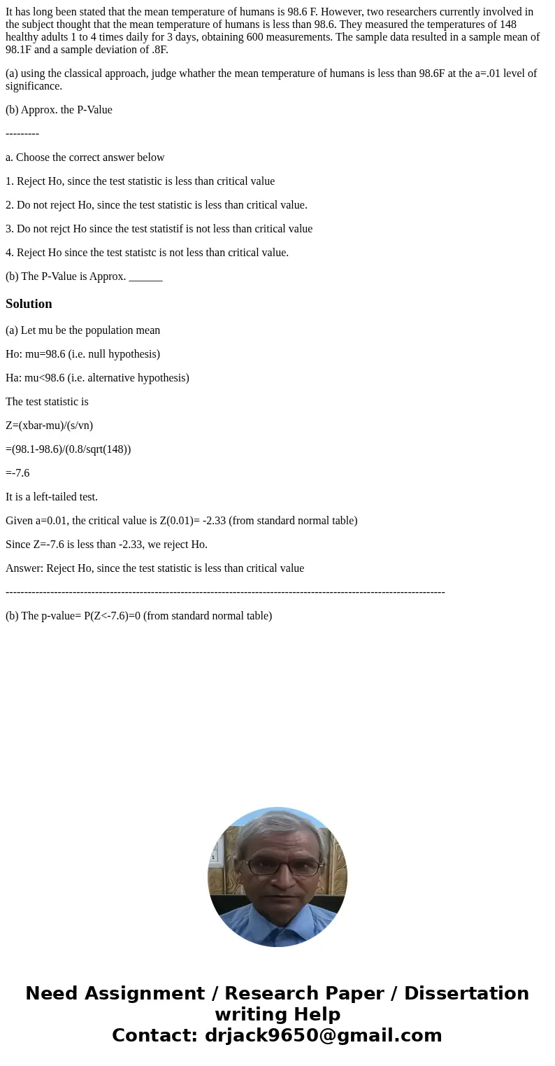 It has long been stated that the mean temperature of humans is 98.6 F. However, two researchers currently involved in the subject thought that the mean temperat It has long been stated that the mean temperature of humans is 98.6 F. However, two researchers currently involved in the subject thought that the mean temperat