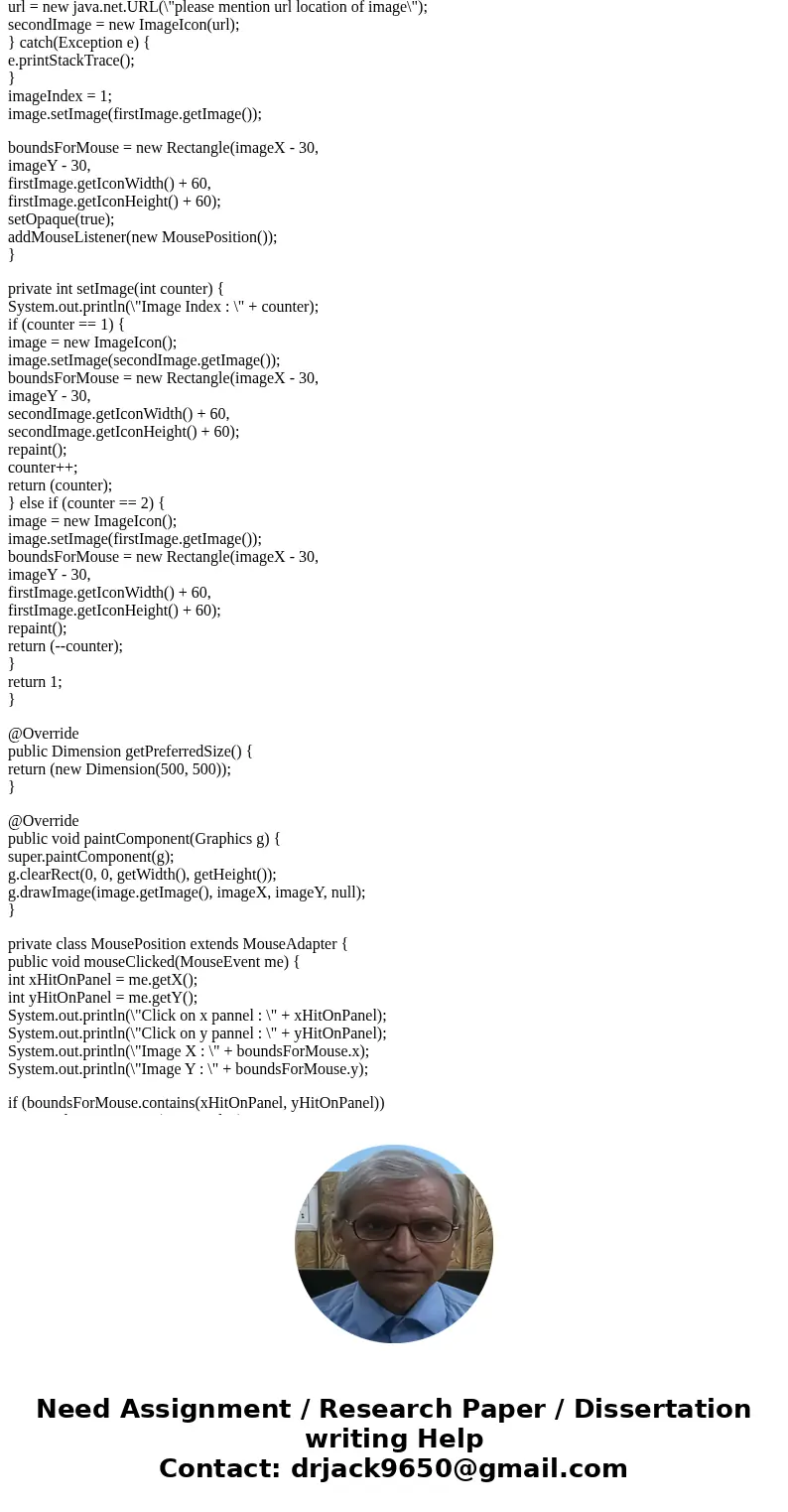 Modify the following source code so that when the mouse is clicked within 30 pixels of the middle of the smiley face it changes color. It will alternate between