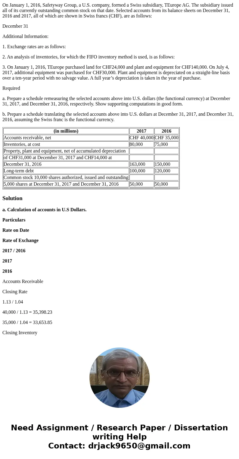 On January 1, 2016, Safetyway Group, a U.S. company, formed a Swiss subsidiary, TEurope AG. The subsidiary issued all of its currently outstanding common stock  On January 1, 2016, Safetyway Group, a U.S. company, formed a Swiss subsidiary, TEurope AG. The subsidiary issued all of its currently outstanding common stock