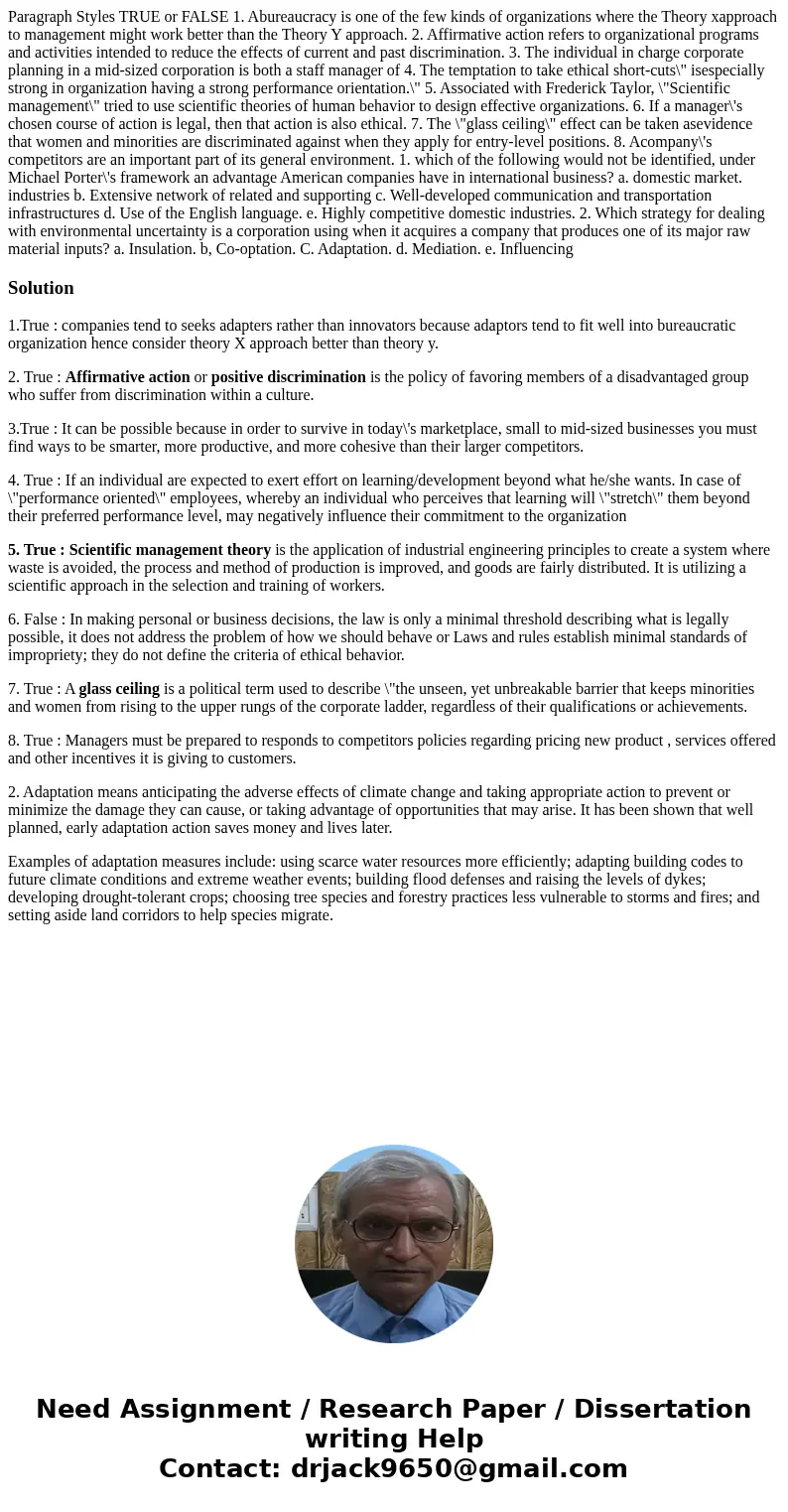 Paragraph Styles TRUE or FALSE 1. Abureaucracy is one of the few kinds of organizations where the Theory xapproach to management might work better than the The  Paragraph Styles TRUE or FALSE 1. Abureaucracy is one of the few kinds of organizations where the Theory xapproach to management might work better than the The