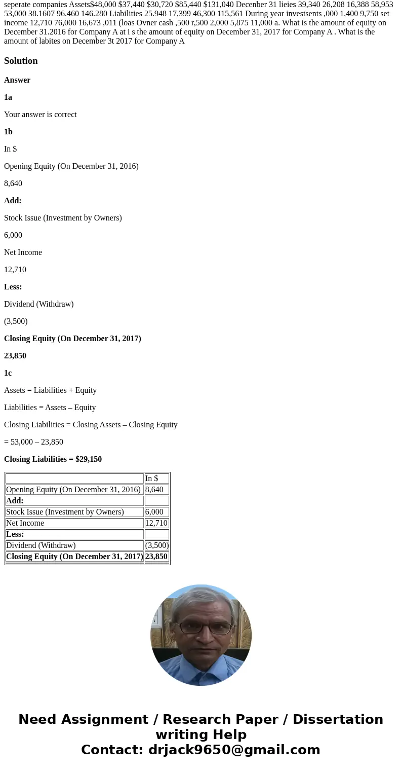  Part 1 of 5 me folowing ido les to the questosdspleyed belom] The tollowing financial statement information is from tive seperate companies Assets$48,000 $37,4