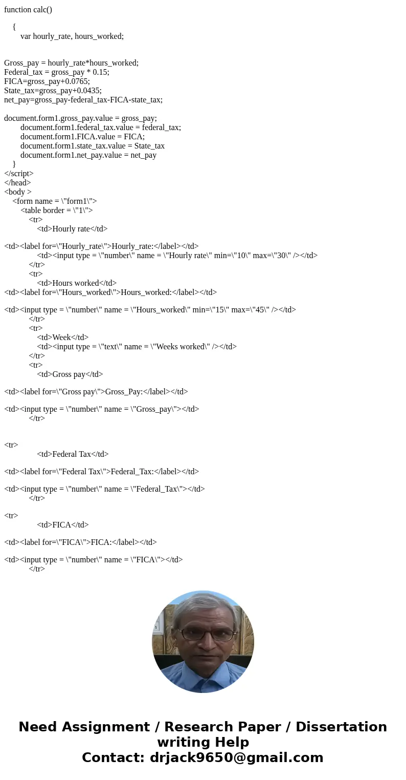 PLEASE HELP! JAVASCRIPT/HTML coding! For the following two web pages, you may reference a control’s value in JavaScript using: document.getElementById(\'[contro