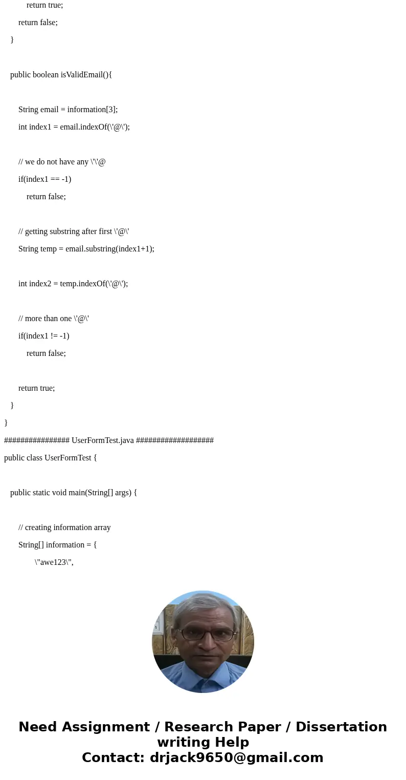 Please write program in JAVA ONLY! When a user signs in for the first time to a website, the user has to submit personal information, such as user_id, name, ema