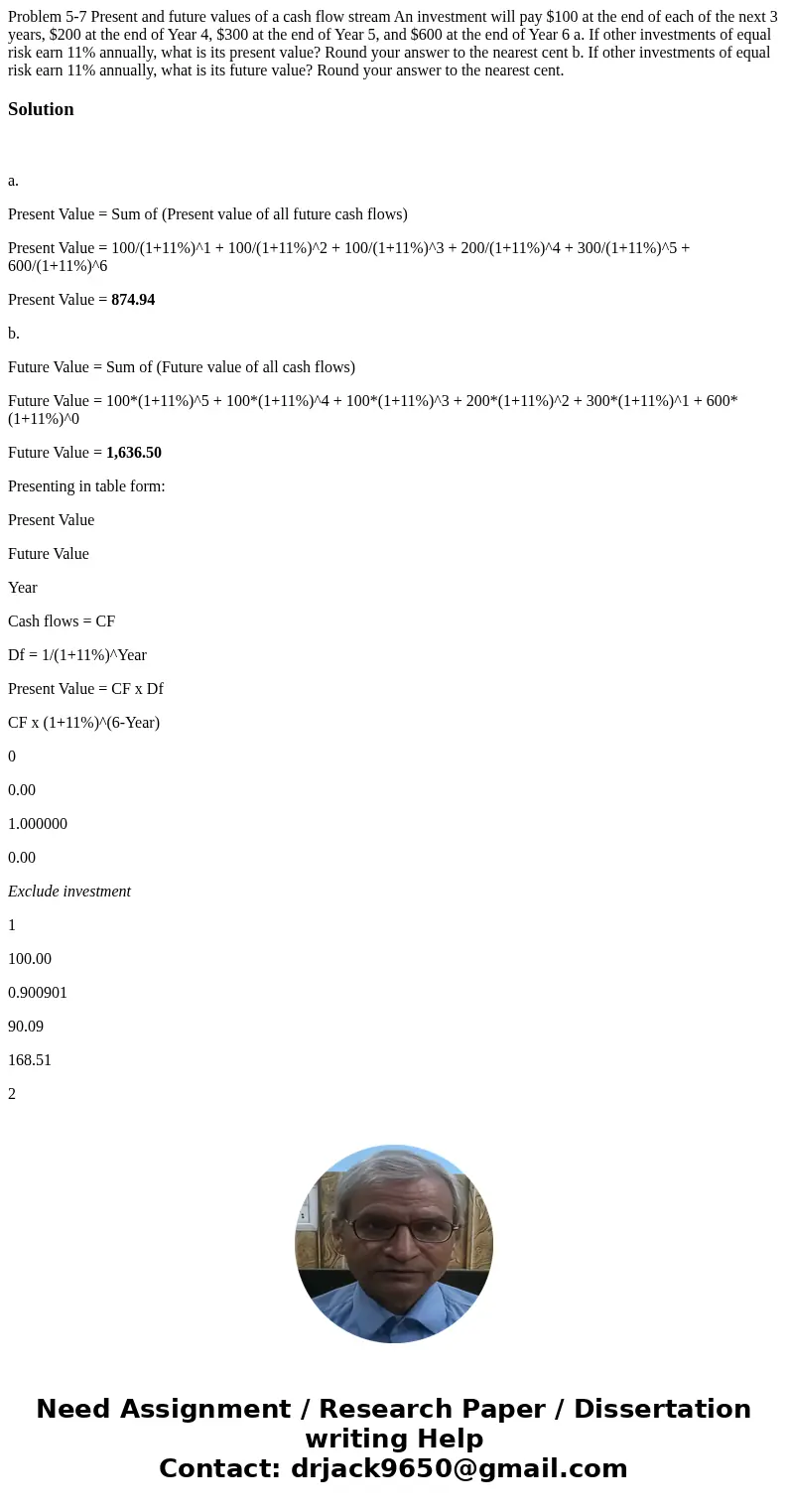 Problem 5-7 Present and future values of a cash flow stream An investment will pay $100 at the end of each of the next 3 years, $200 at the end of Year 4, $300  Problem 5-7 Present and future values of a cash flow stream An investment will pay $100 at the end of each of the next 3 years, $200 at the end of Year 4, $300