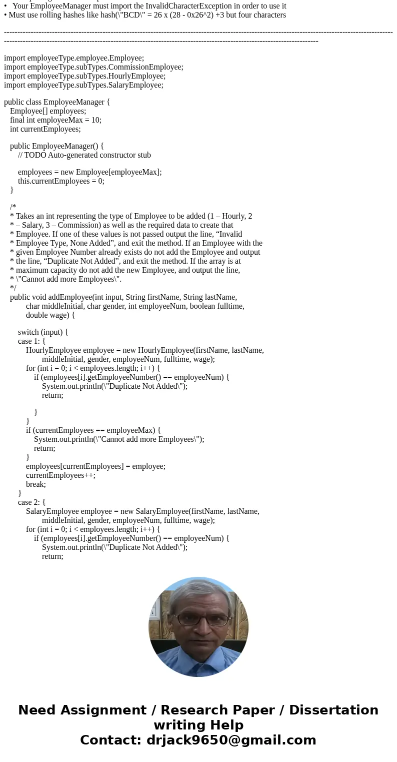 Programming just give the best example you can on this program doesn\'t have to be right. Just close as you think to the directions. EmployeeManager EmployeeMan