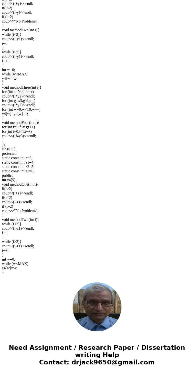  Project for C++ Create an application containing the following: 2+ user defined classes 4+ data members per class (including at least one use of an array) 4+ m