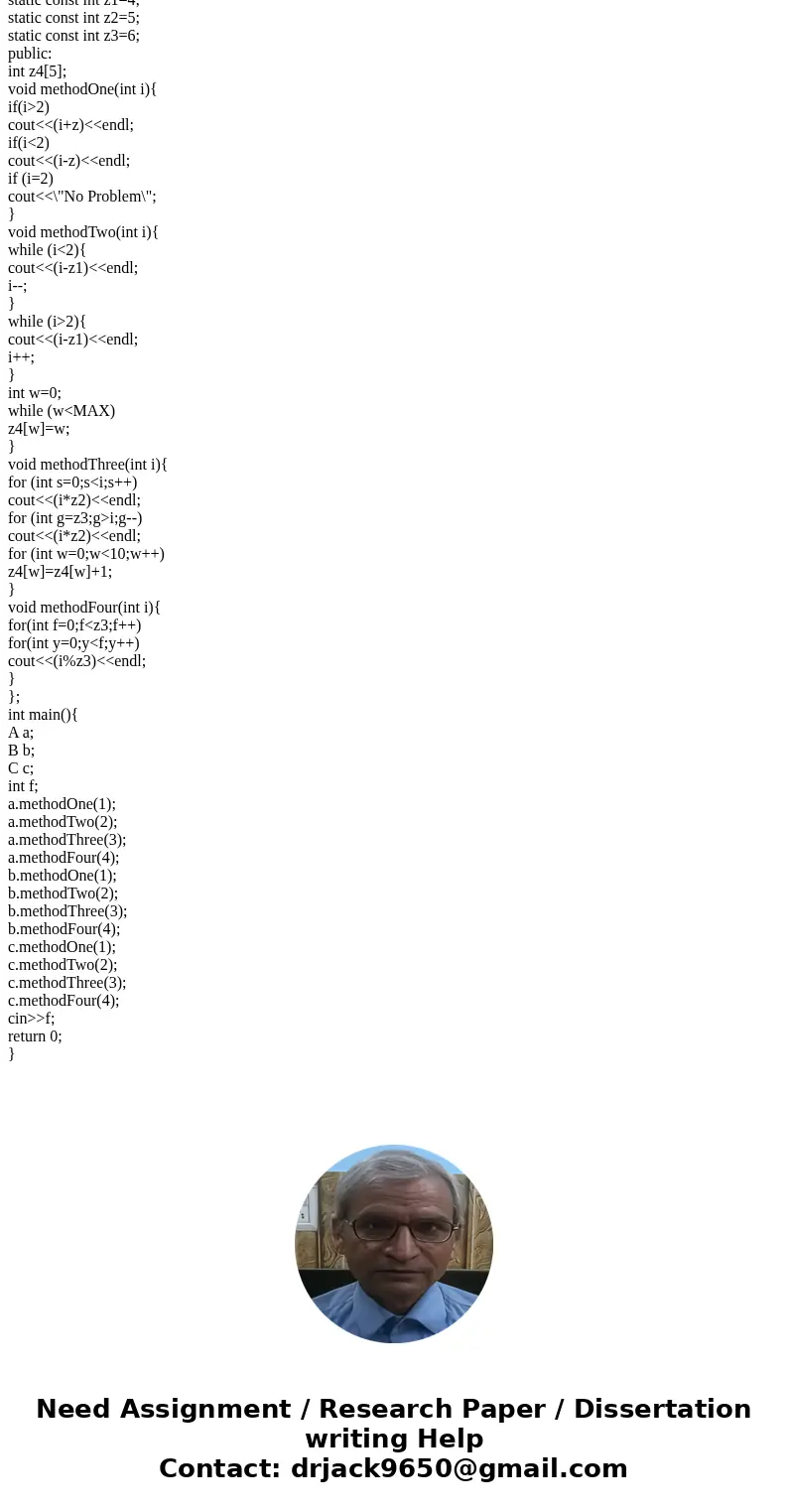  Project for C++ Create an application containing the following: 2+ user defined classes 4+ data members per class (including at least one use of an array) 4+ m