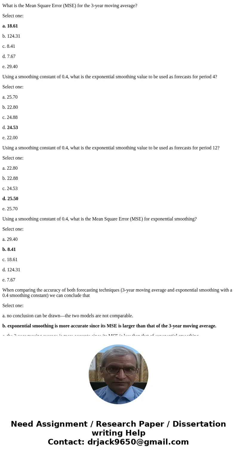 Use the following information to calculate your answers to questions 1 through 7. Consider the following annual series on the number of people assisted by a cou Use the following information to calculate your answers to questions 1 through 7. Consider the following annual series on the number of people assisted by a cou