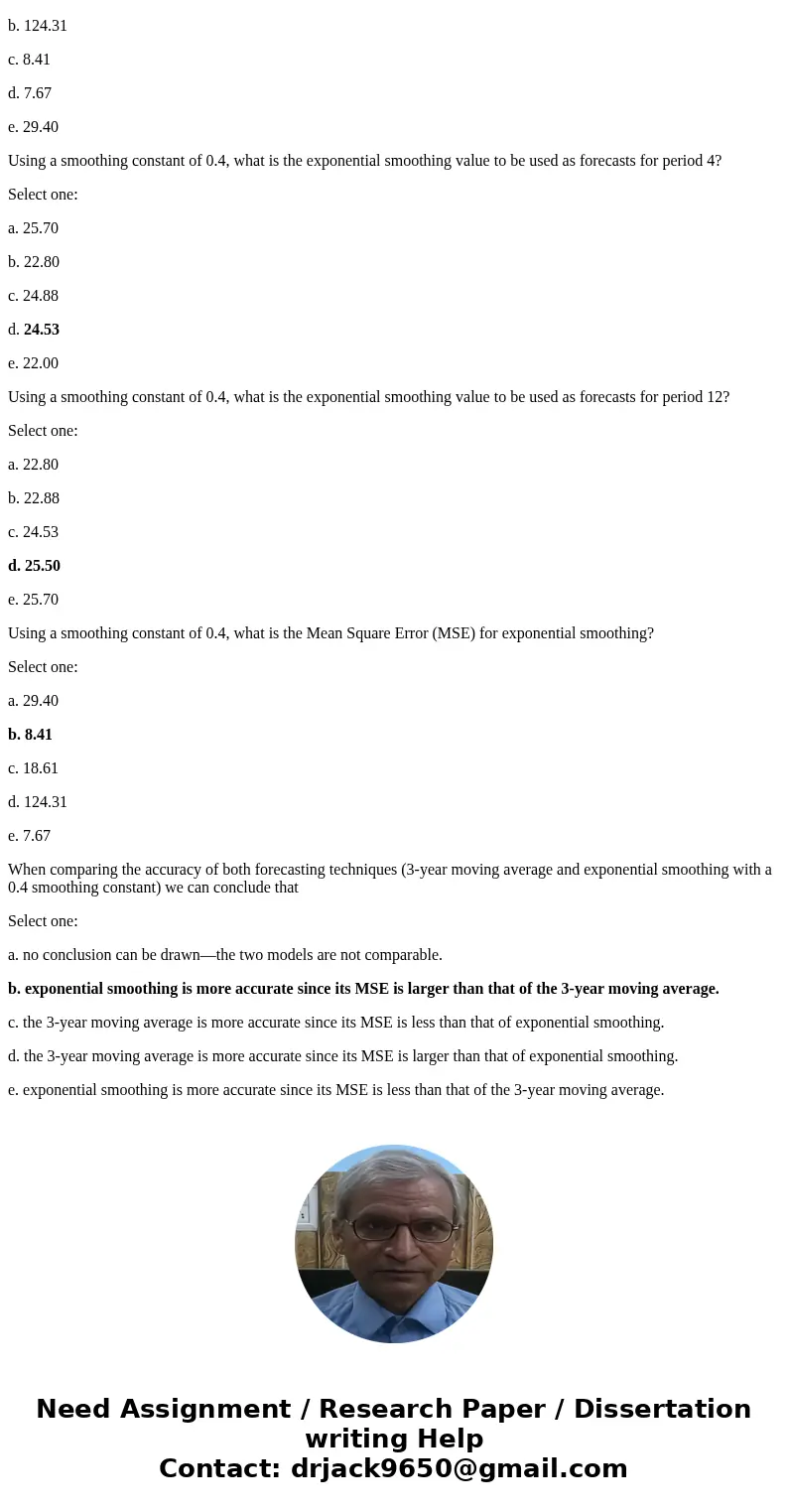 Use the following information to calculate your answers to questions 1 through 7. Consider the following annual series on the number of people assisted by a cou Use the following information to calculate your answers to questions 1 through 7. Consider the following annual series on the number of people assisted by a cou