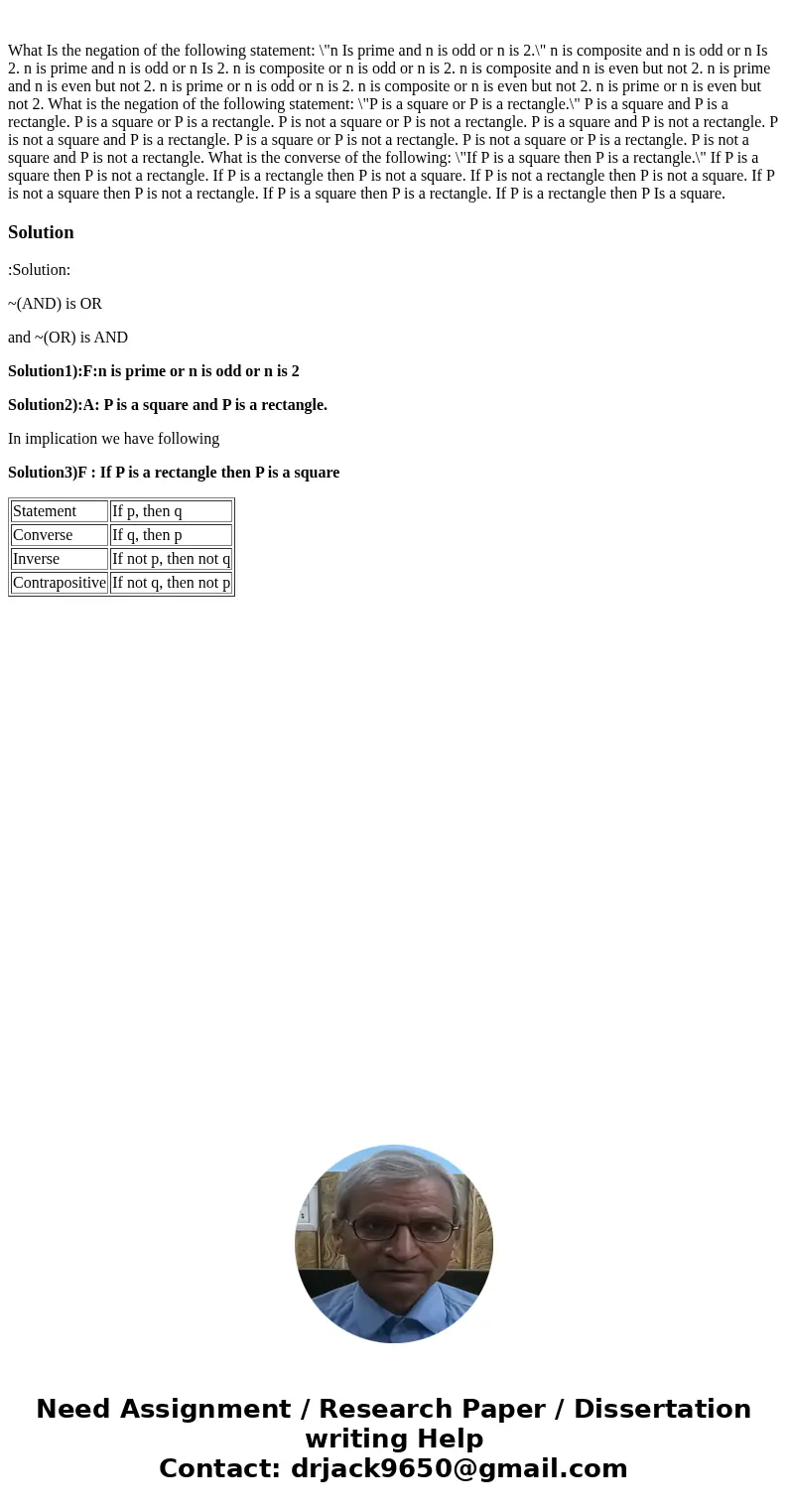  What Is the negation of the following statement: \