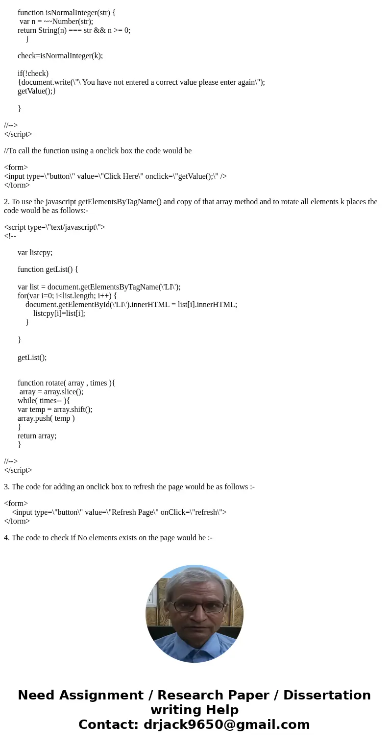 Write a complete webpage with embedded JavaScript code. Assume this webpage has multiple elements. The JavaScript code on this page should: 1) Read a positive i