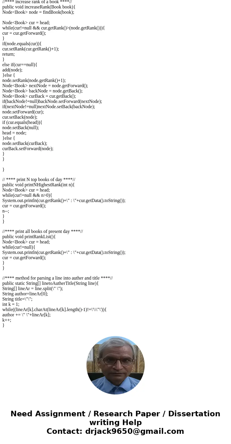 write a doubly-linked list in java goal: To maintain a ranked list of popular books for a library. Your task is to maintain a doubly-linked list (with no dummy 