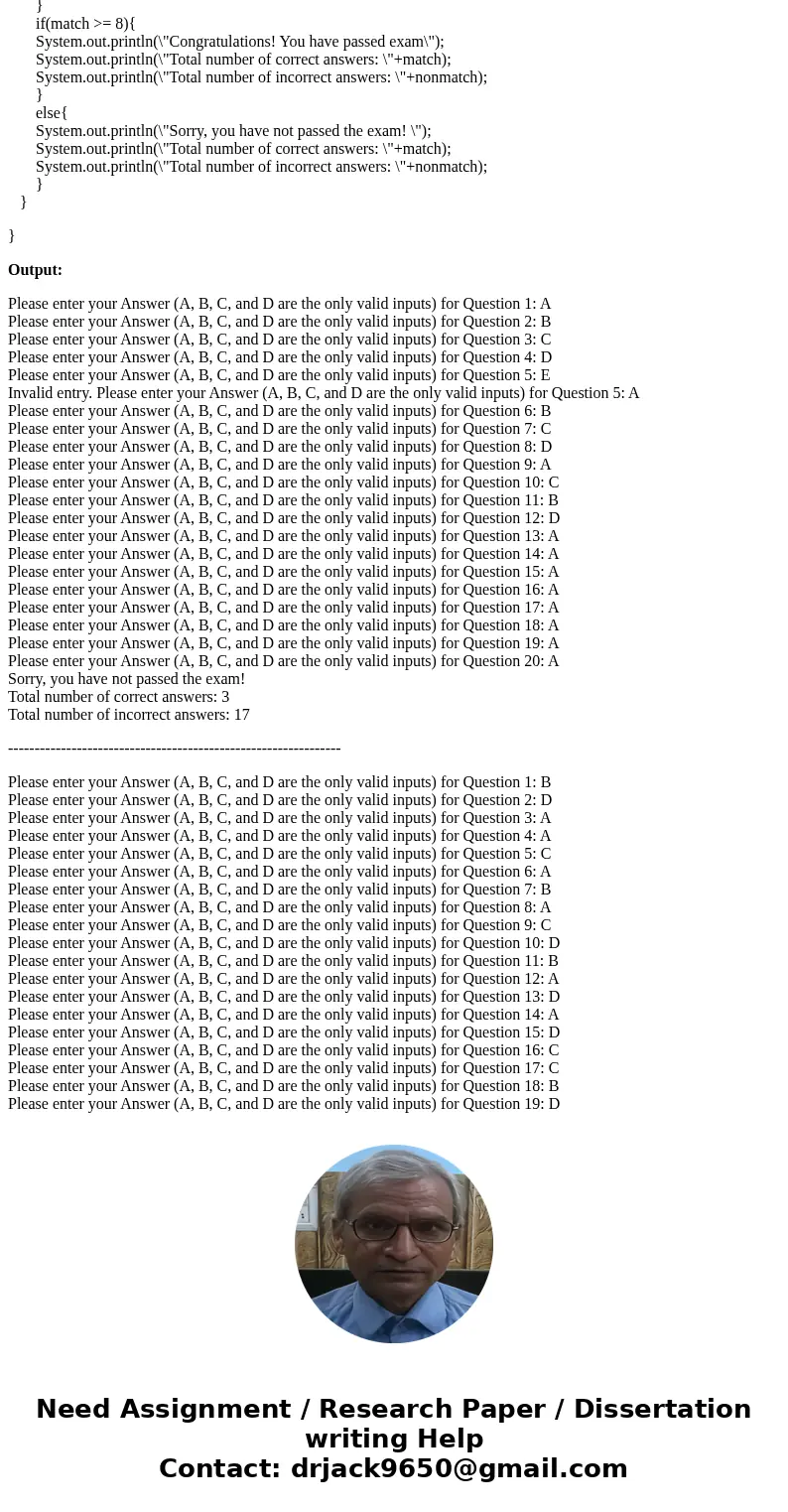write a program that grades the written portion of the driver\'s license exam. The exam has 20 multiple - choice questions. Here are the correct answers: 1.B 6. write a program that grades the written portion of the driver\'s license exam. The exam has 20 multiple - choice questions. Here are the correct answers: 1.B 6.