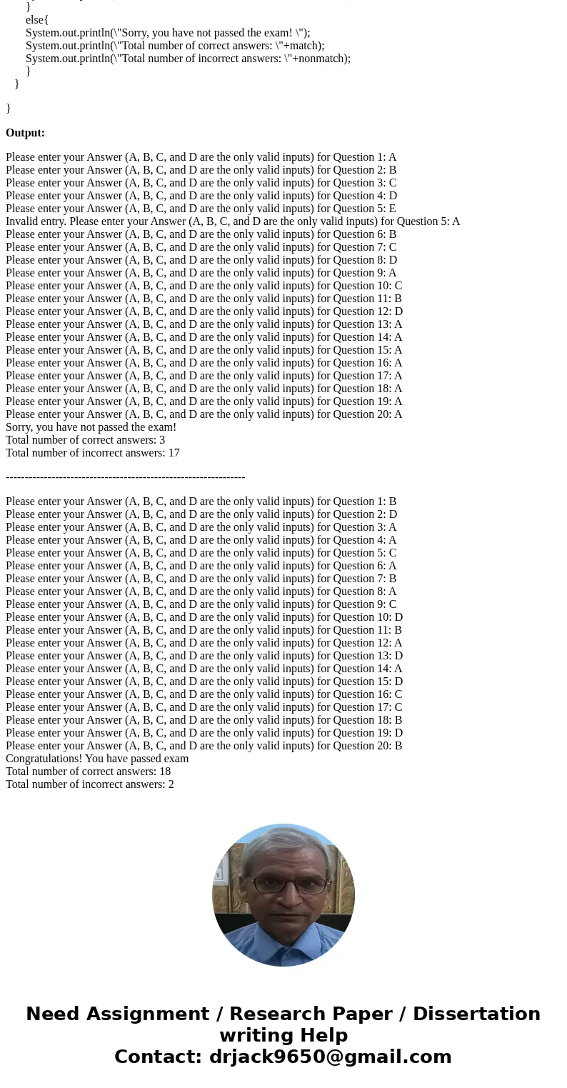 write a program that grades the written portion of the driver\'s license exam. The exam has 20 multiple - choice questions. Here are the correct answers: 1.B 6. write a program that grades the written portion of the driver\'s license exam. The exam has 20 multiple - choice questions. Here are the correct answers: 1.B 6.