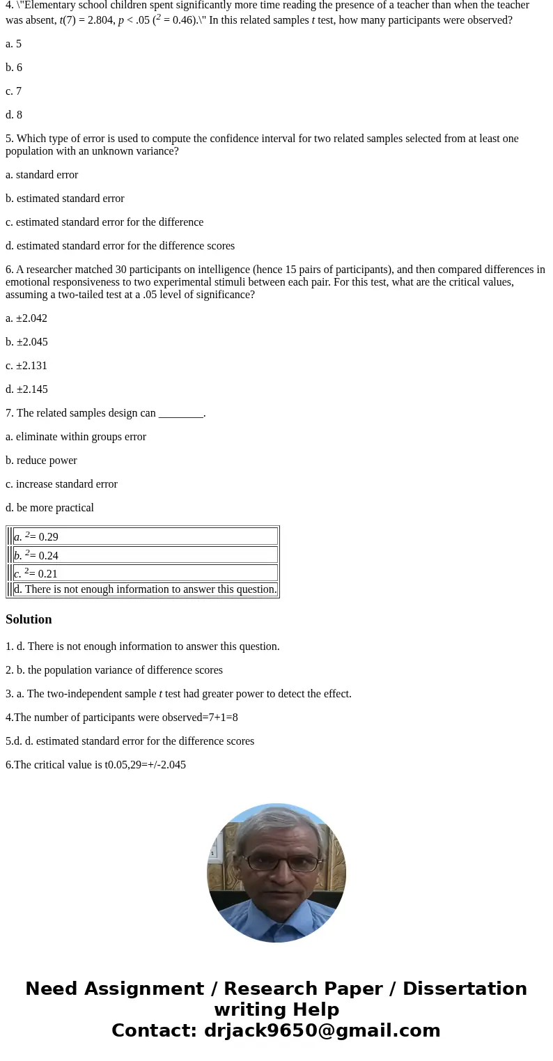 1. A researcher selects a sample of 24 college students and has them rate their liking for two advertisements aimed at improving the image of the college. The r 1. A researcher selects a sample of 24 college students and has them rate their liking for two advertisements aimed at improving the image of the college. The r