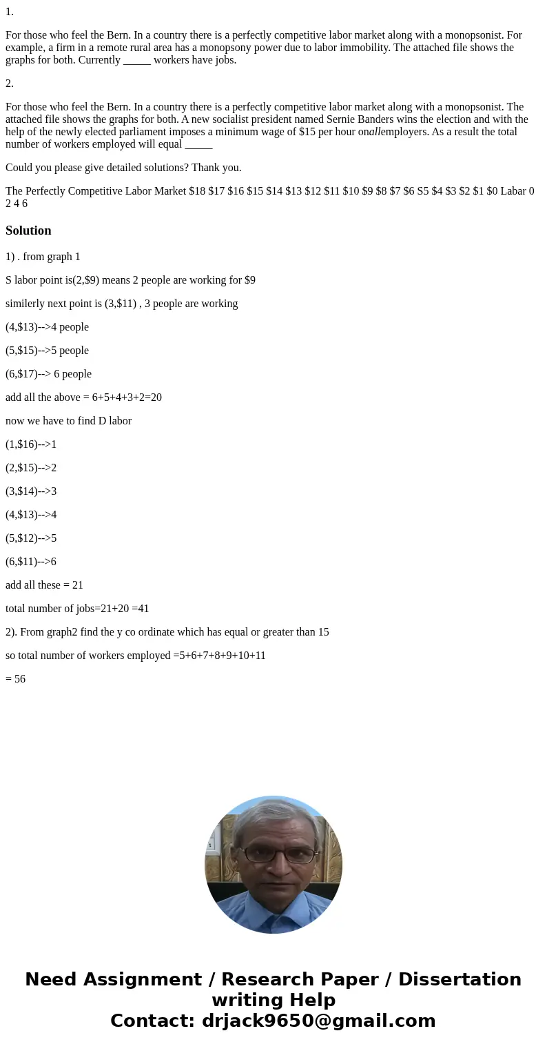 1. For those who feel the Bern. In a country there is a perfectly competitive labor market along with a monopsonist. For example, a firm in a remote rural area  1. For those who feel the Bern. In a country there is a perfectly competitive labor market along with a monopsonist. For example, a firm in a remote rural area