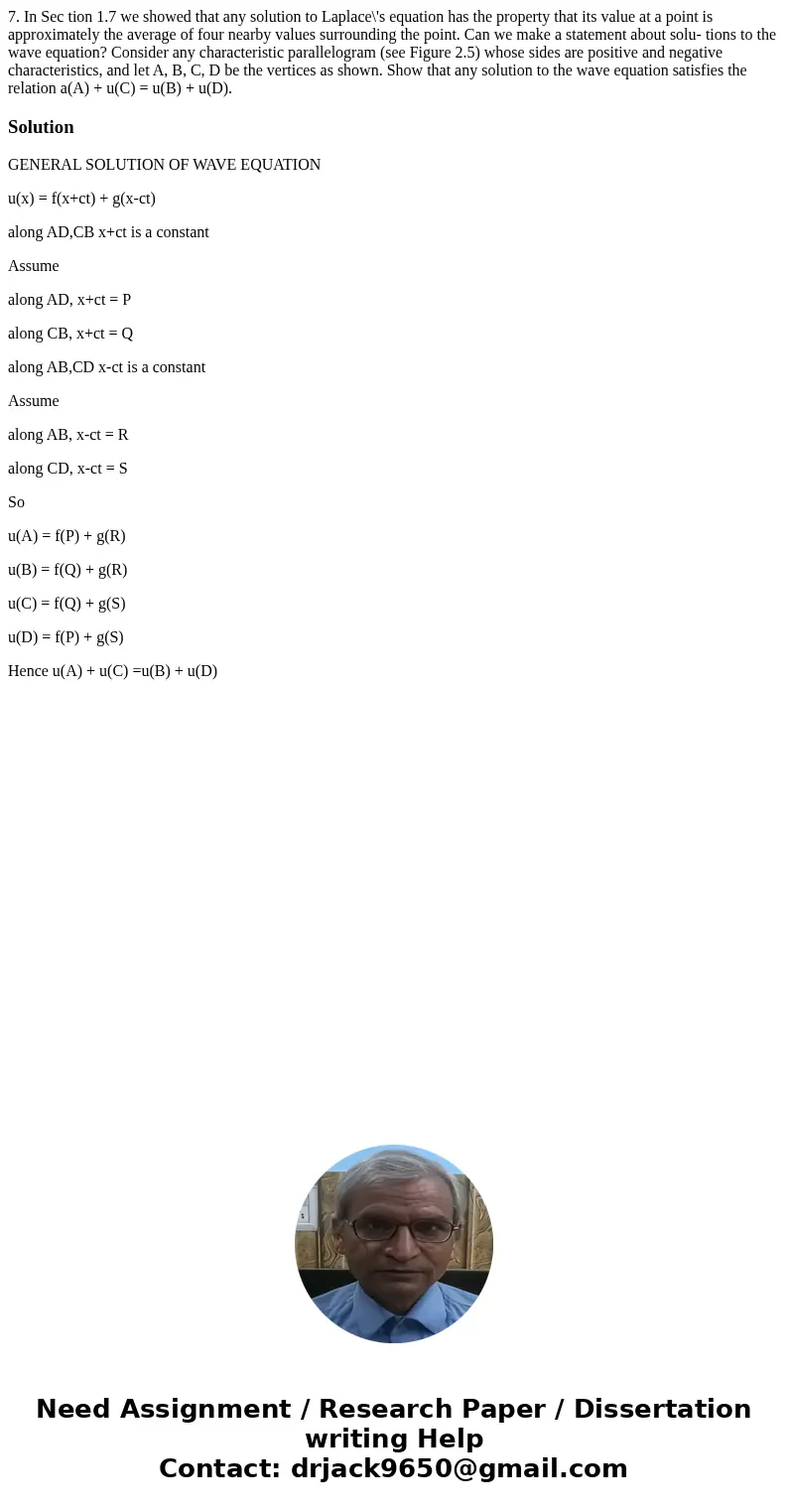7. In Sec tion 1.7 we showed that any solution to Laplace\'s equation has the property that its value at a point is approximately the average of four nearby va  7. In Sec tion 1.7 we showed that any solution to Laplace\'s equation has the property that its value at a point is approximately the average of four nearby va