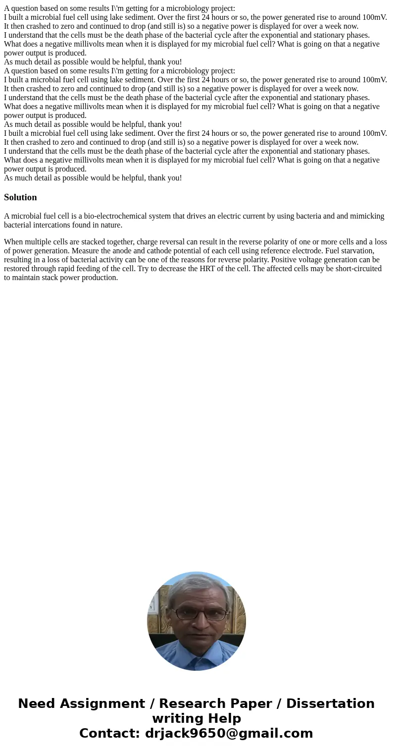A question based on some results I\'m getting for a microbiology project: I built a microbial fuel cell using lake sediment. Over the first 24 hours or so, the  A question based on some results I\'m getting for a microbiology project: I built a microbial fuel cell using lake sediment. Over the first 24 hours or so, the