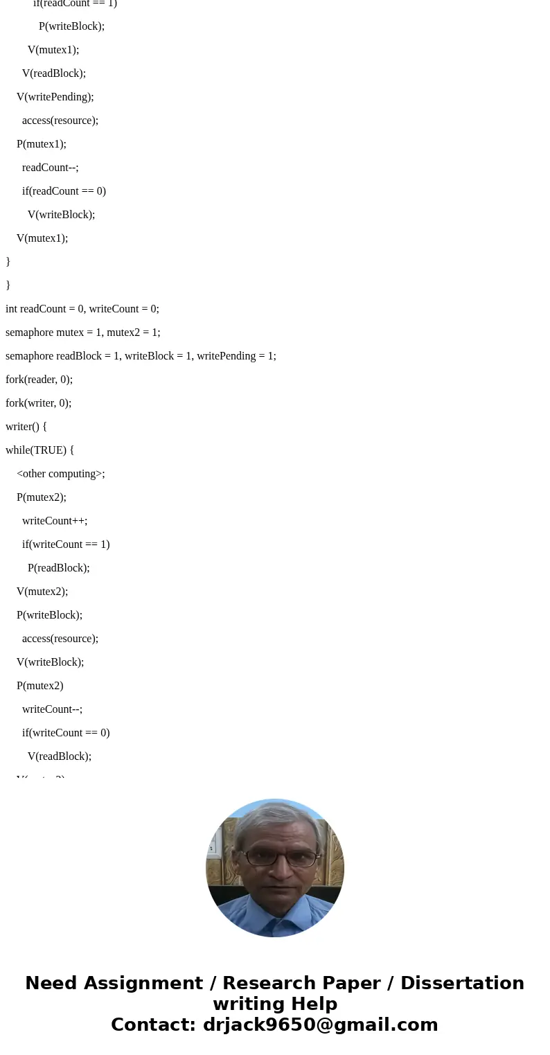 Answer this operating system question about semaphores and processes In a system, there are multiple reader processes which read from a shared file and multiple Answer this operating system question about semaphores and processes In a system, there are multiple reader processes which read from a shared file and multiple
