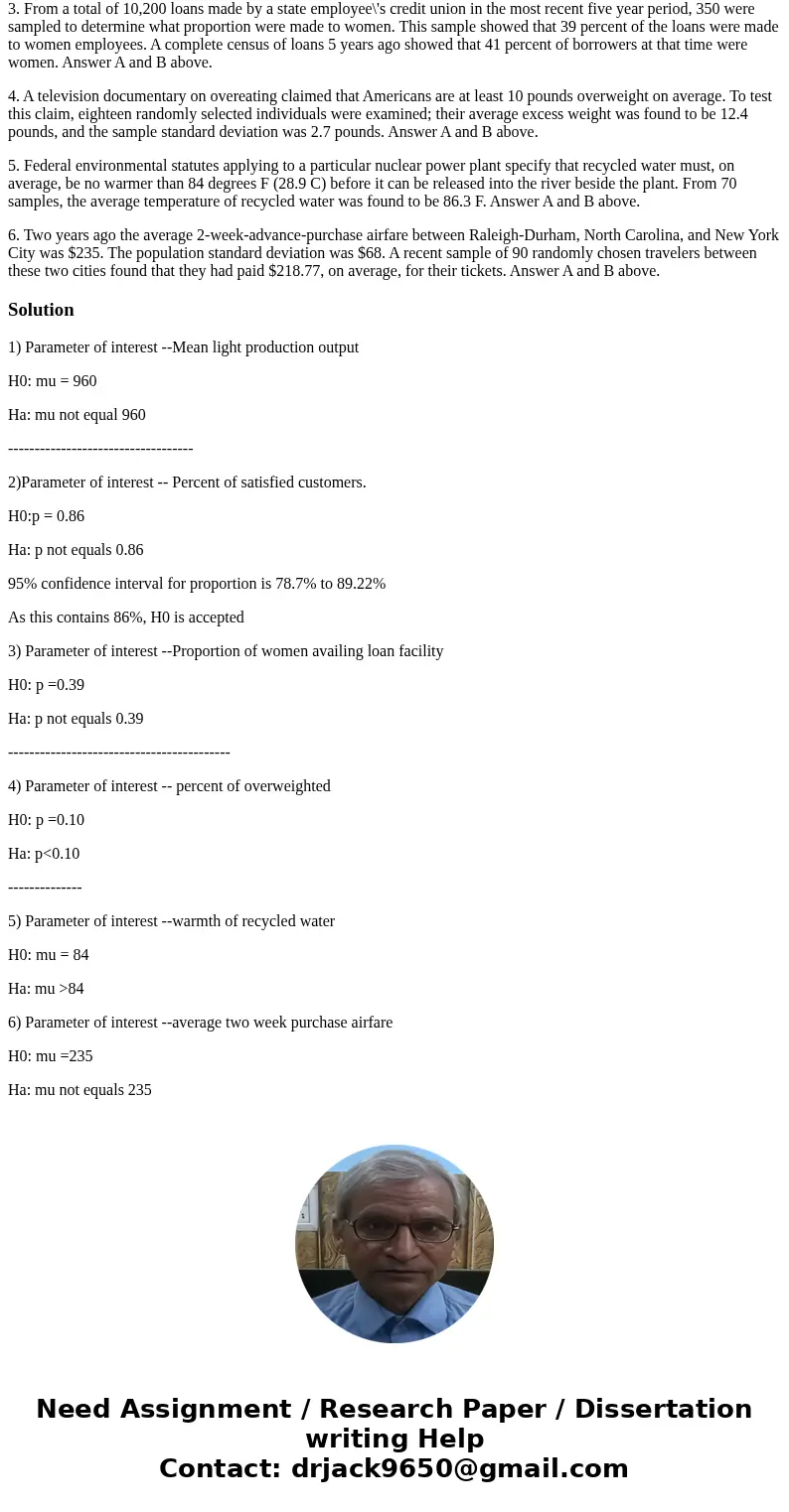 Assignment - Hypothesis Testing For each of the following problems, (a) identify the population parameter of interest, (b) state appropriate null and alternativ Assignment - Hypothesis Testing For each of the following problems, (a) identify the population parameter of interest, (b) state appropriate null and alternativ