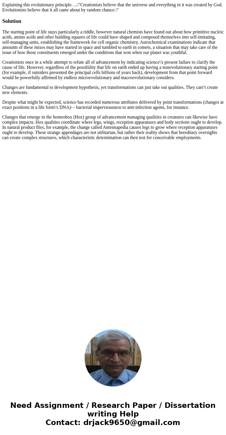 Explaining this evolutionary principle. ...\  Explaining this evolutionary principle. ...\