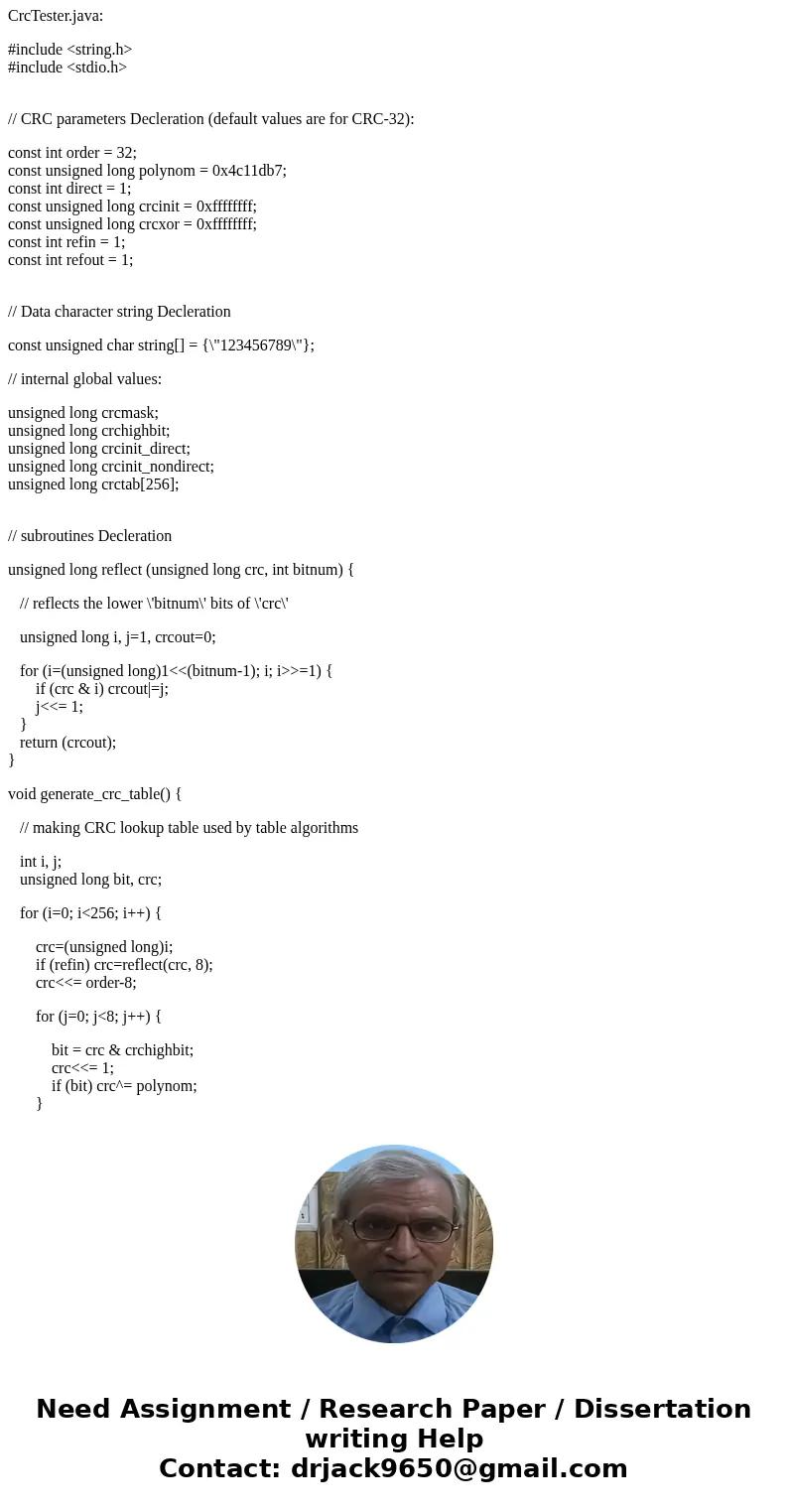 For this assignment you will write a CRC checker program that has two modes of operation and implements the CRC calculation method that we have discussed in lec