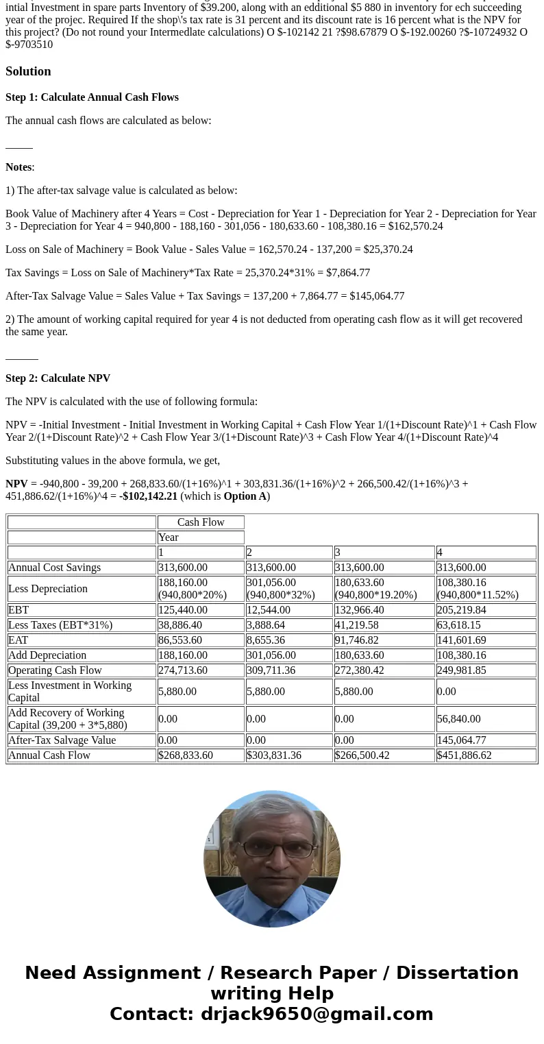  Geary Machine Shopis considering a four-year project to improve its production efficency Buying a new machine press for $940 800 is estimated to result in $313
