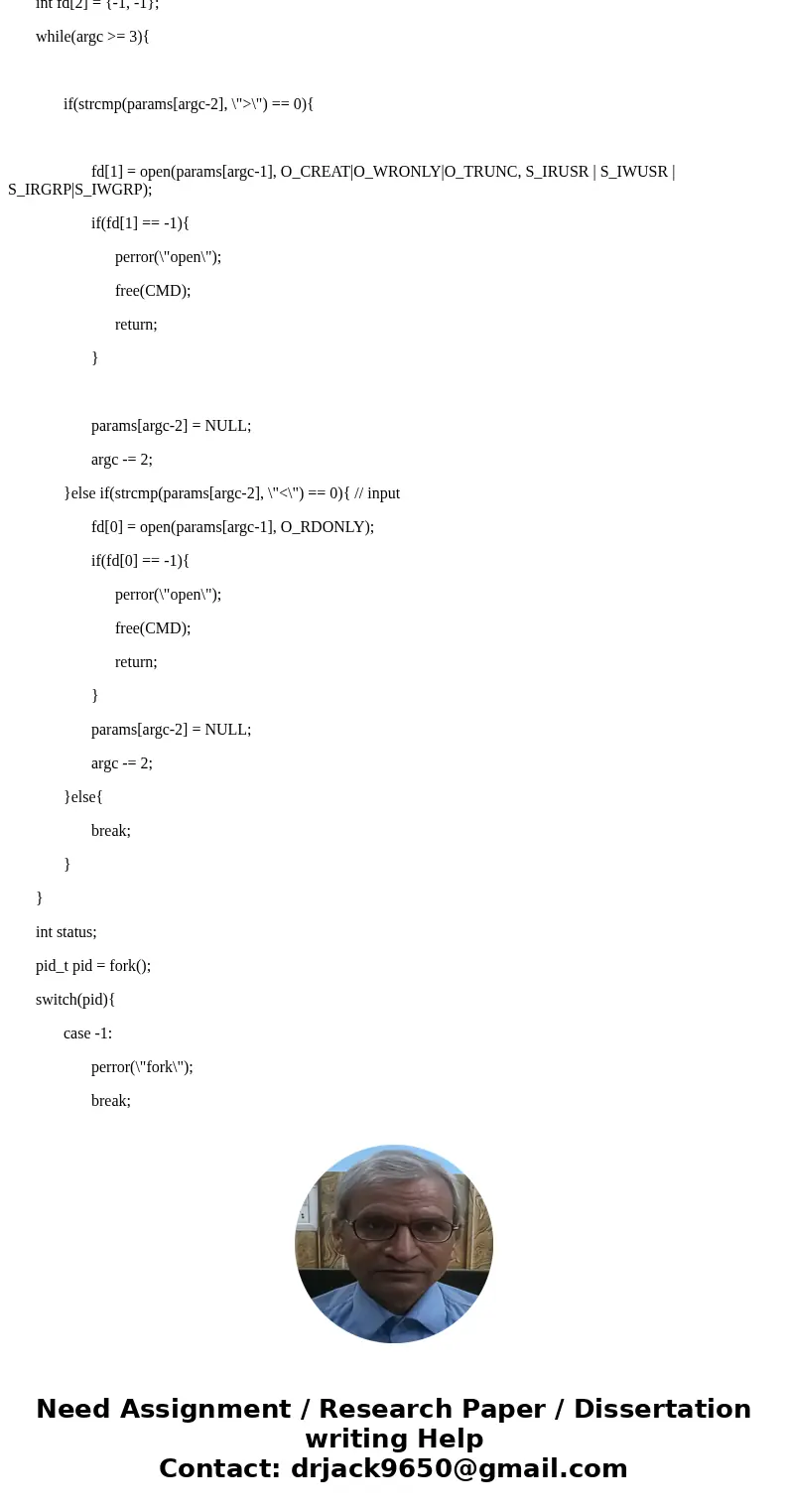 Help Needed! UNIX Shell and History Feature This project consists of designing a C program to serve as a shell interface that accepts user commands and then exe