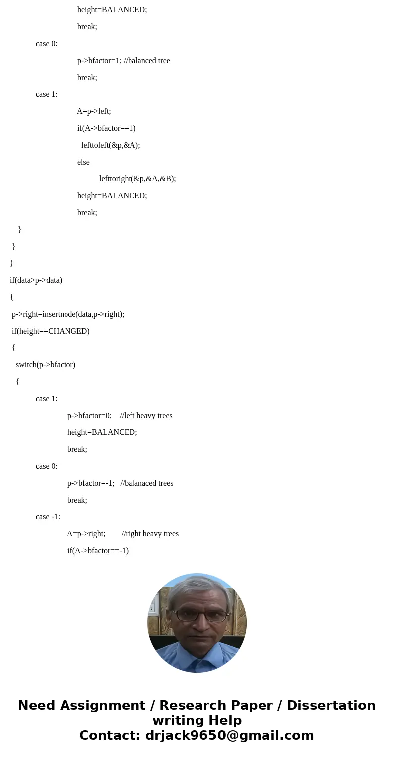  Here is the following code mentioned in the instructions: class AVL { Node root; private class Node { int data; Node left, right; int height; private Node(int 