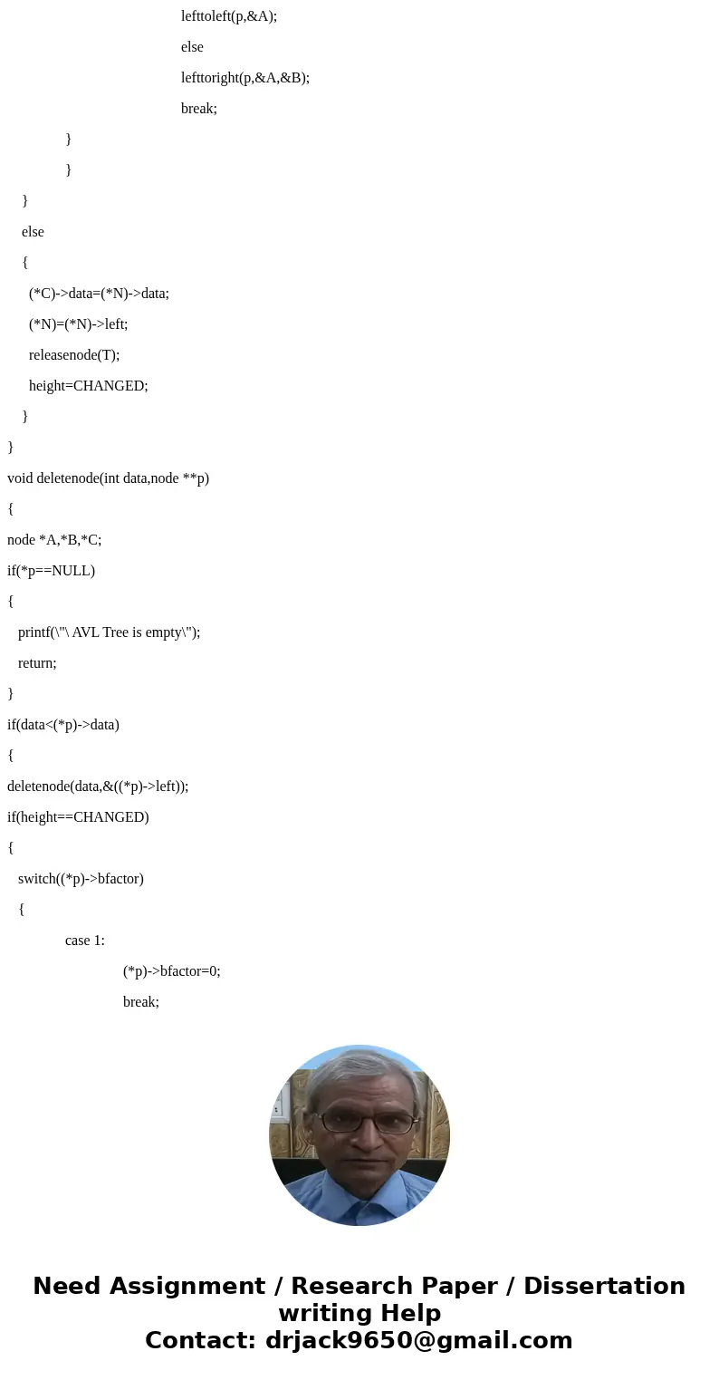  Here is the following code mentioned in the instructions: class AVL { Node root; private class Node { int data; Node left, right; int height; private Node(int 