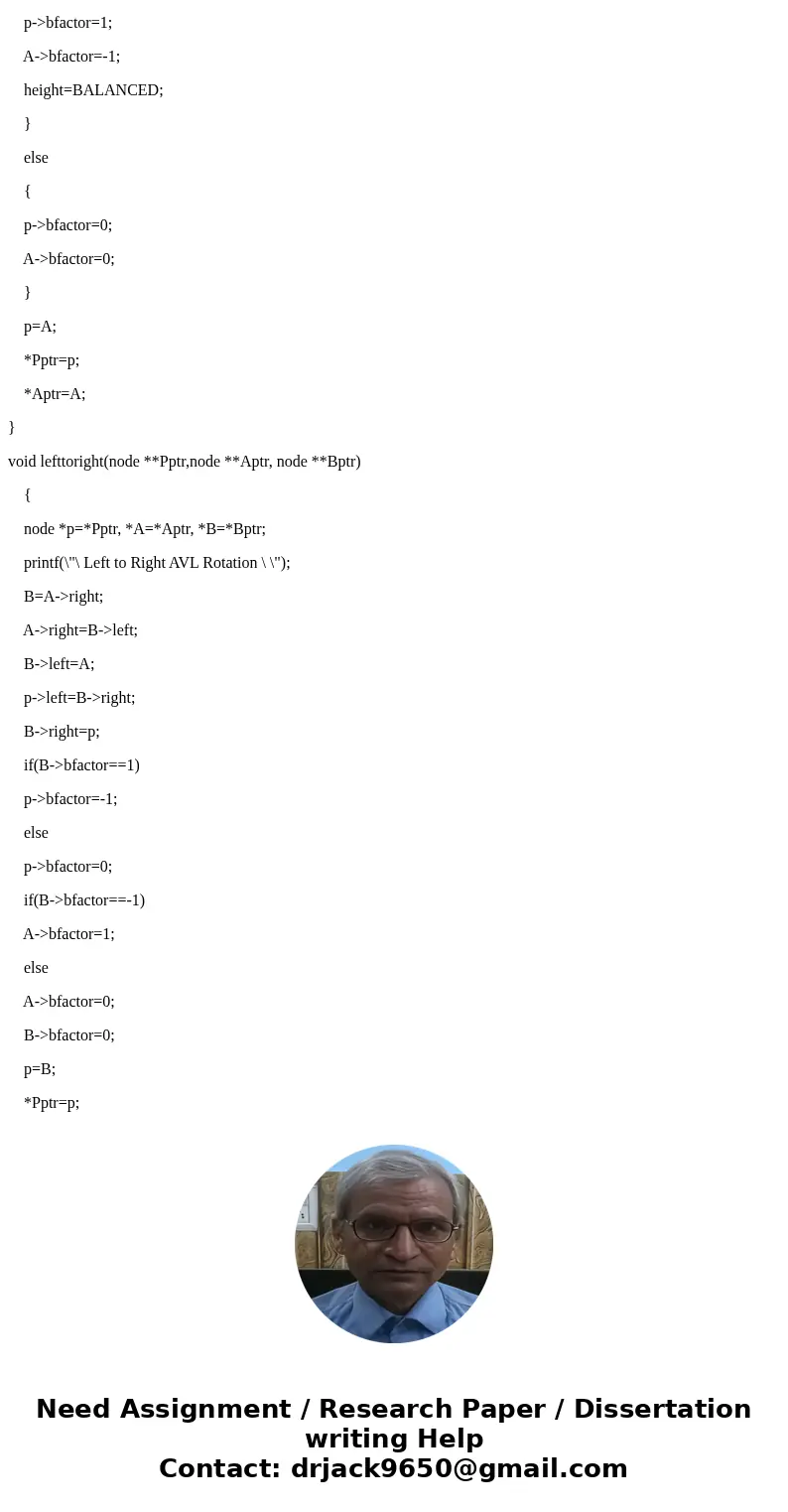  Here is the following code mentioned in the instructions: class AVL { Node root; private class Node { int data; Node left, right; int height; private Node(int 