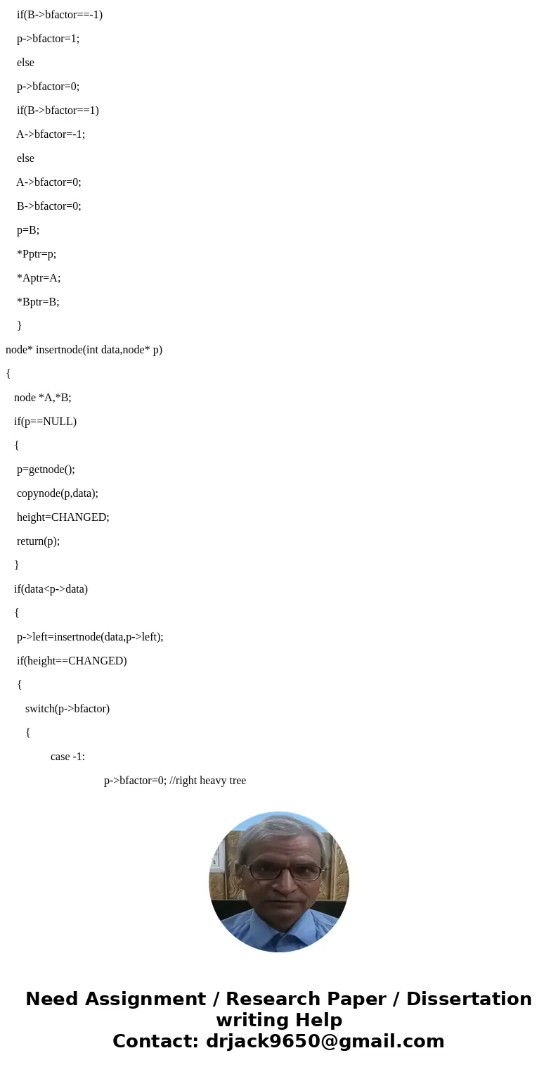 Here is the following code mentioned in the instructions: class AVL { Node root; private class Node { int data; Node left, right; int height; private Node(int 