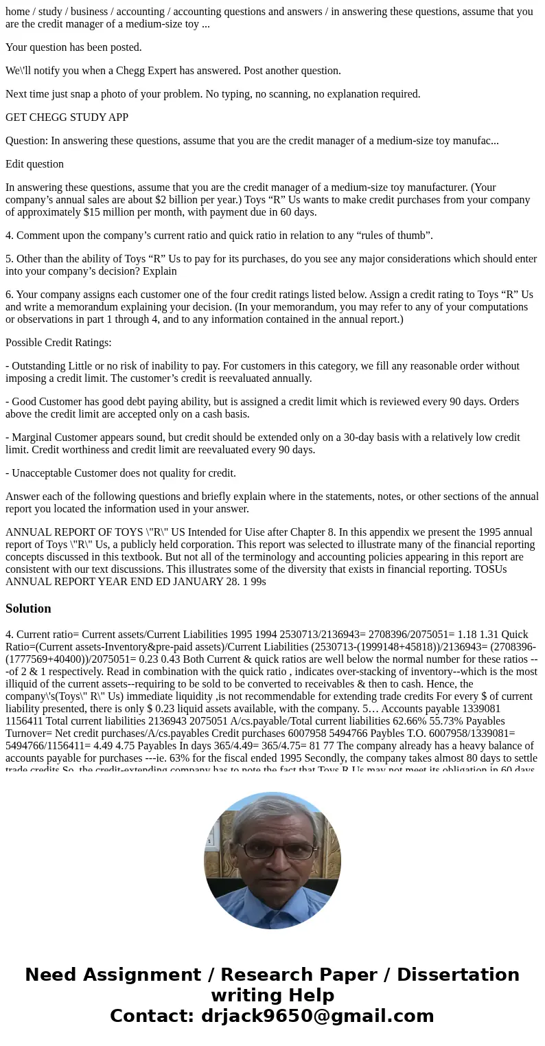 home / study / business / accounting / accounting questions and answers / in answering these questions, assume that you are the credit manager of a medium-size  home / study / business / accounting / accounting questions and answers / in answering these questions, assume that you are the credit manager of a medium-size